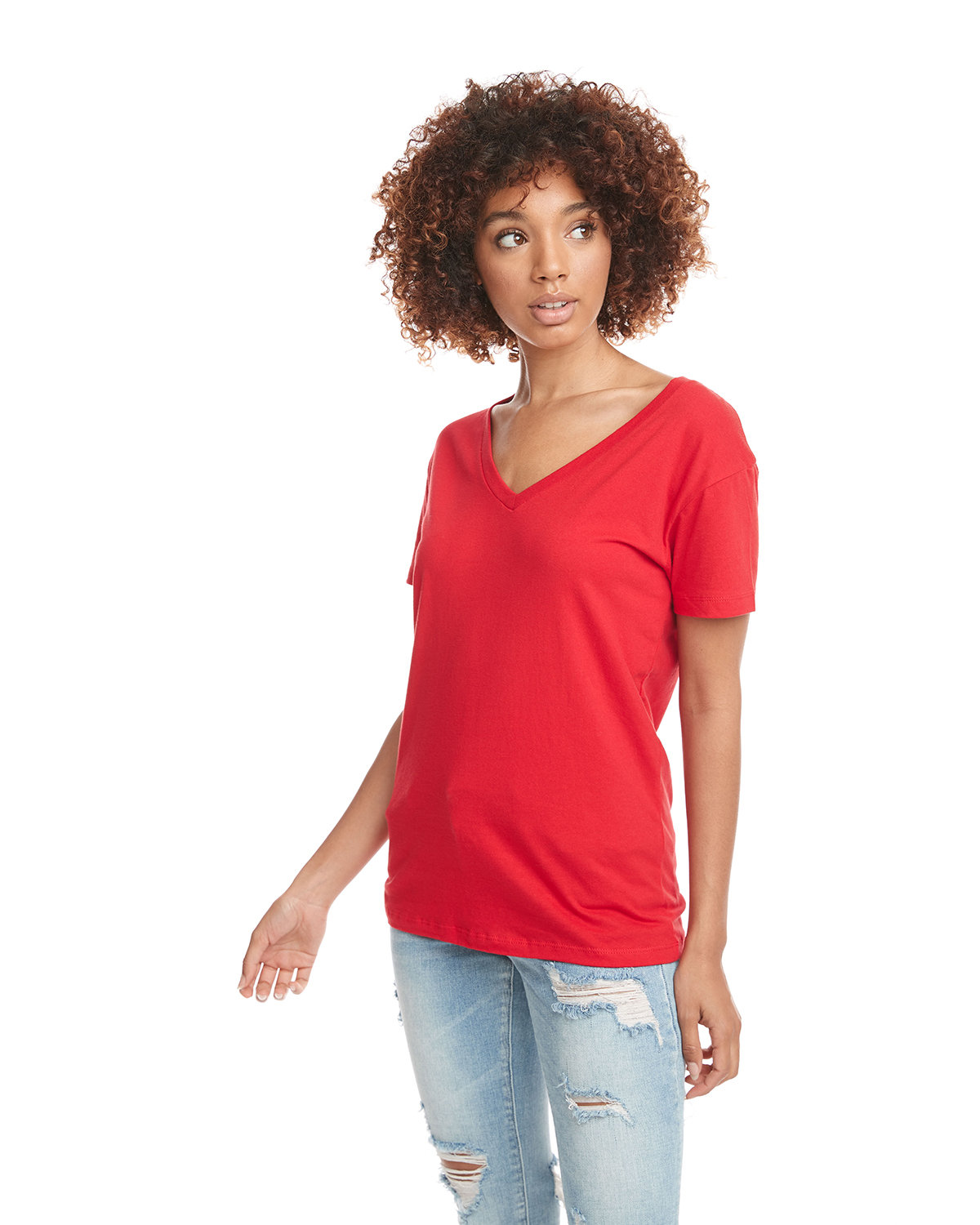 3940 Next Level Women’s Fine Jersey Relaxed V T-Shirt - Siide Image