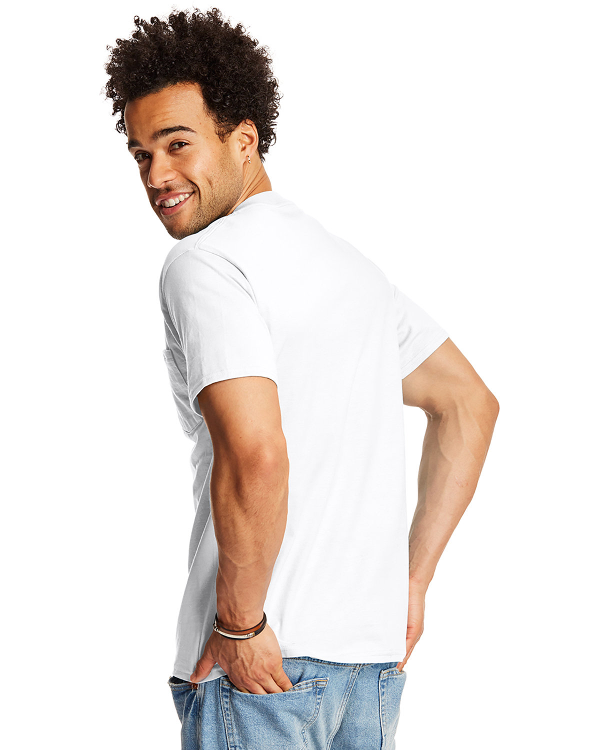 5190P Hanes Adult Beefy-T with Pocket - Back Image
