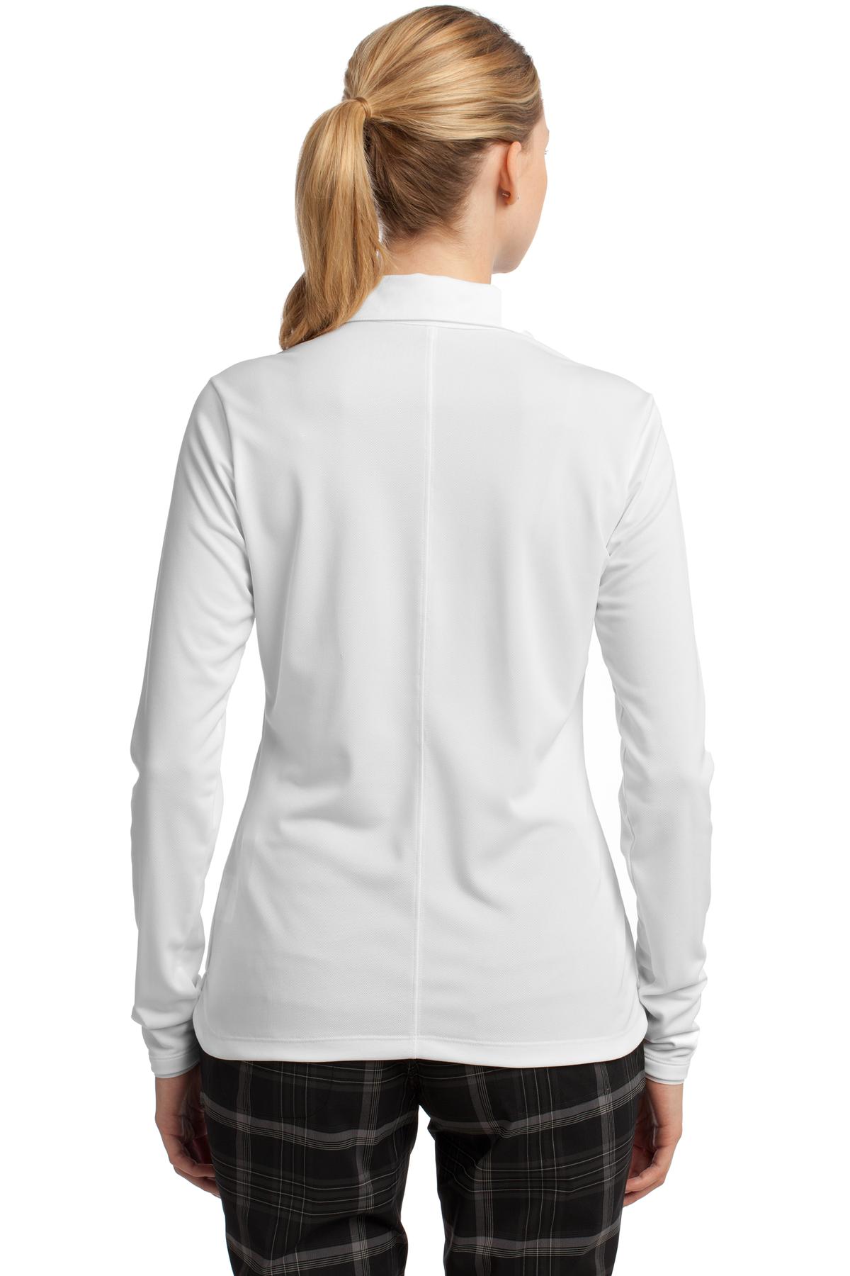 545322 Nike Ladies Long Sleeve Dri-FIT Stretch Tech Polo. - Back Image