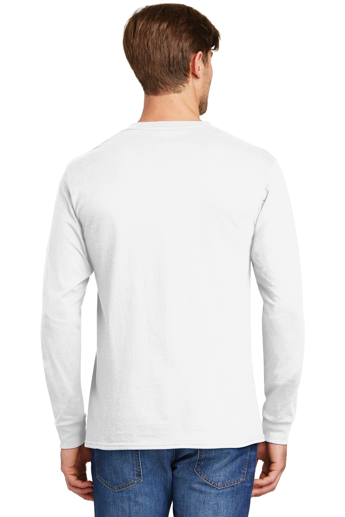 5586 Hanes - Authentic 100% Cotton Long Sleeve T-Shirt. 5586 Hanes - Authentic 100% Cotton Long Sleeve T-Shirt. - Back Image
