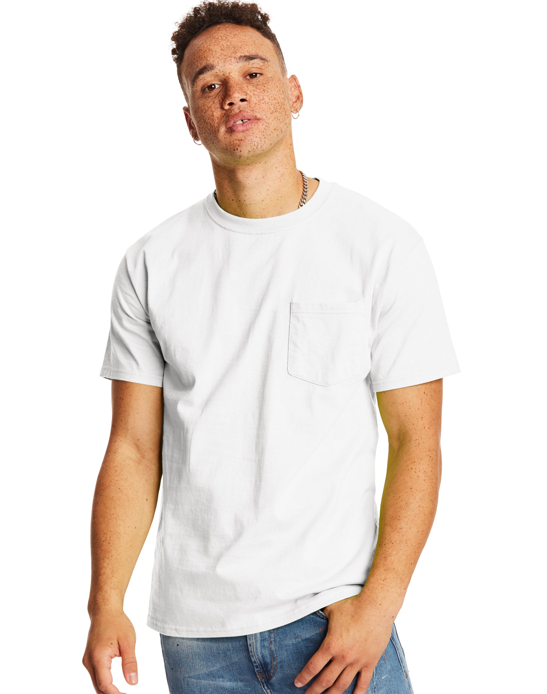 5590 Hanes - Authentic 100% Cotton T-Shirt with Pocket.