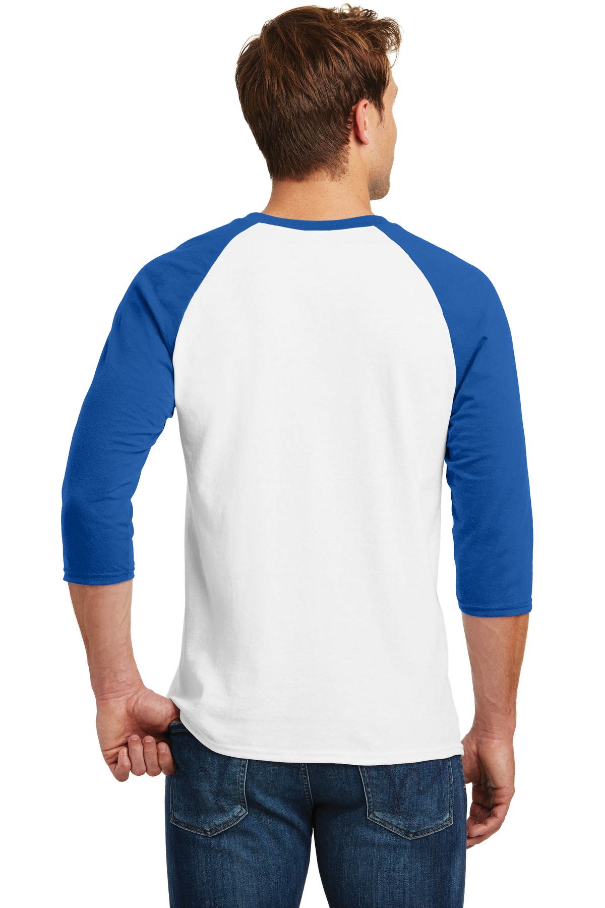 Gildan Direct to Film (DTF) 5700 Heavy Cotton Raglan Three-Quarter Sleeve T-Shirt - Back Image