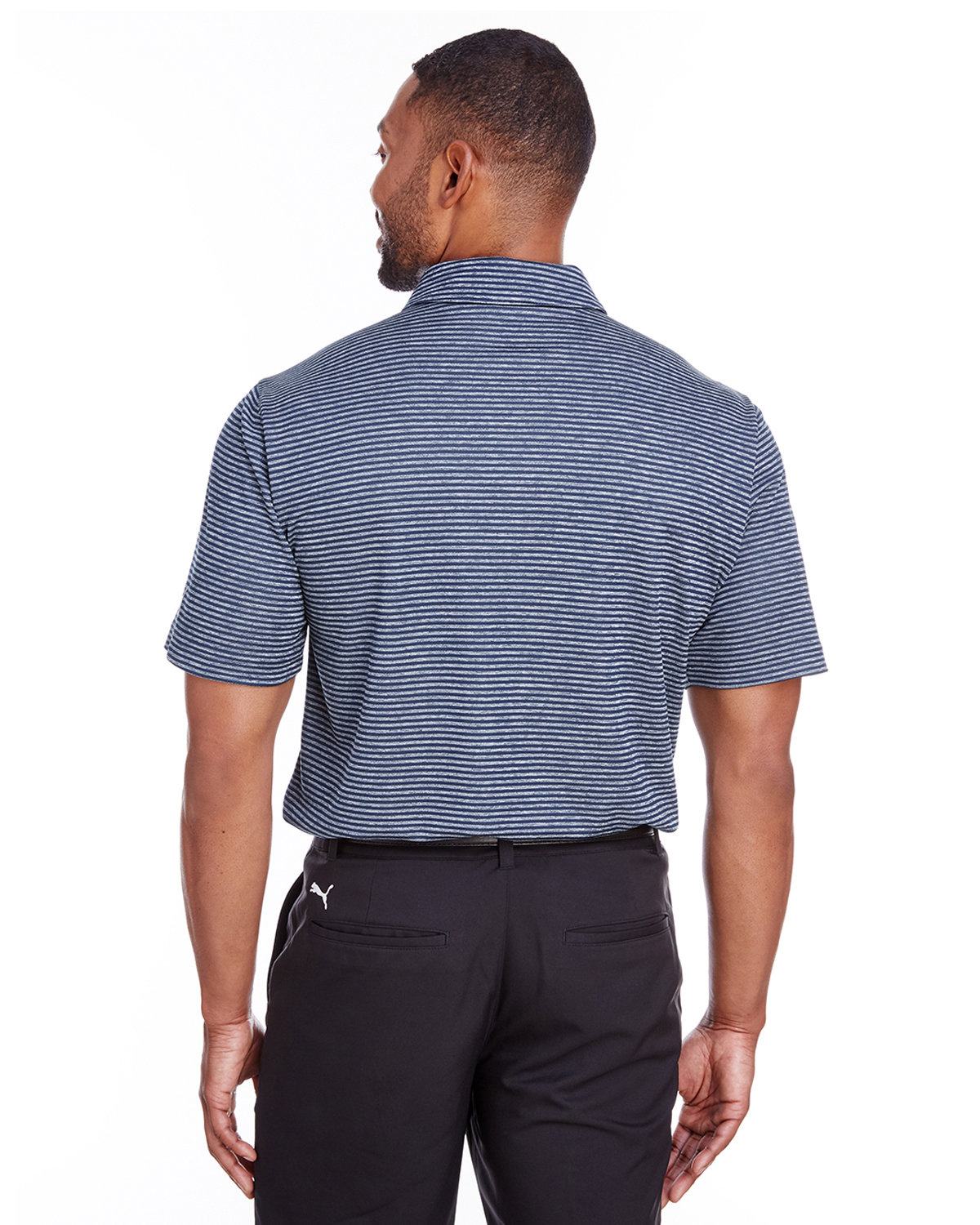 596804 Puma Mens Performance Stripe Polo 596804 Puma Mens Performance Stripe Polo - Back Image