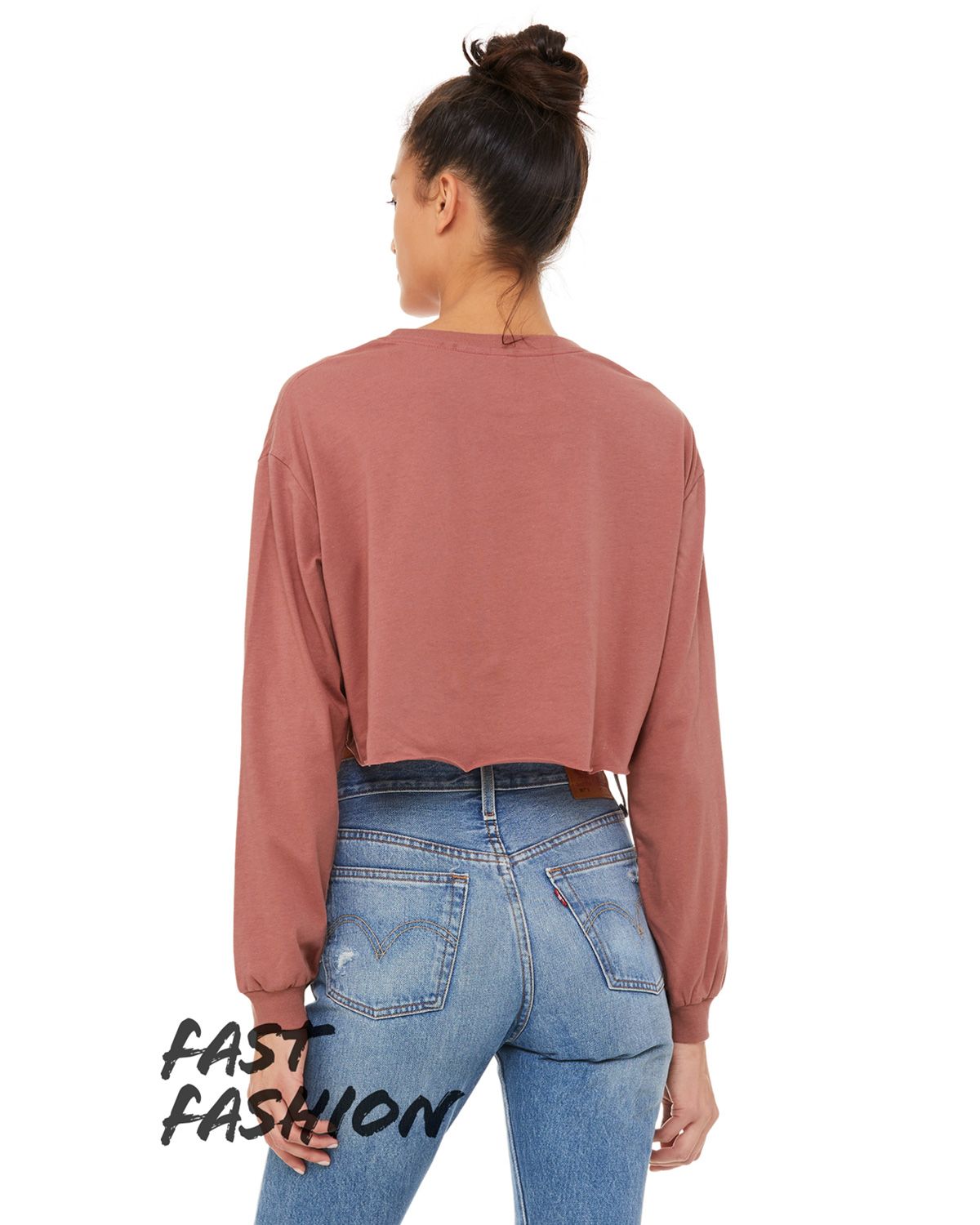 6501B Bella + Canvas FWD Fashion Ladies Cropped Long-Sleeve T-Shirt - Back Image