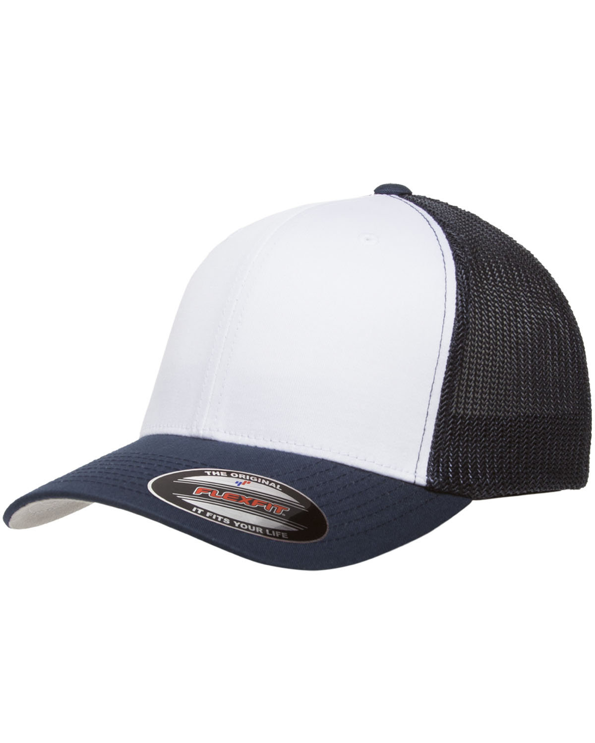 6511W Yupoong Flexfit Trucker Mesh with White Front Panels Cap