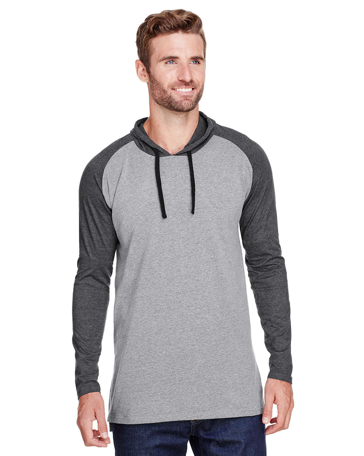 6917 LAT Mens Hooded Raglan Long Sleeve Fine Jersey T-Shirt 6917 LAT Mens Hooded Raglan Long Sleeve Fine Jersey T-Shirt