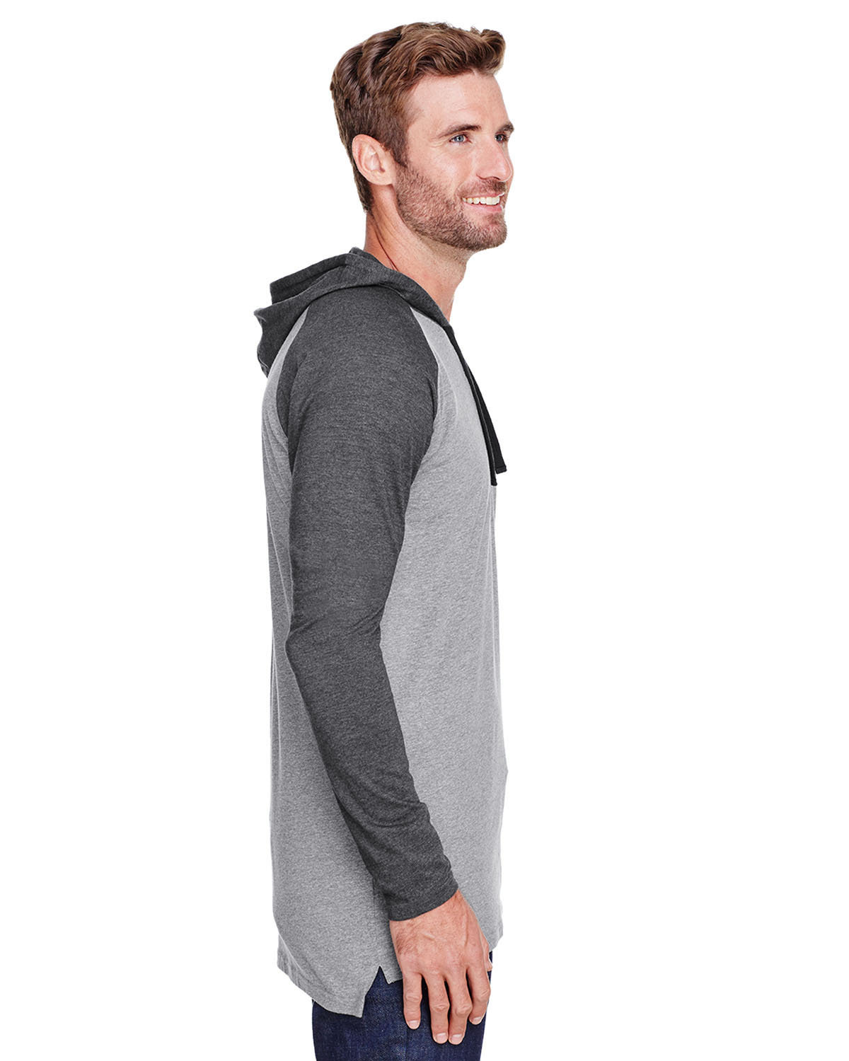 6917 LAT Mens Hooded Raglan Long Sleeve Fine Jersey T-Shirt 6917 LAT Mens Hooded Raglan Long Sleeve Fine Jersey T-Shirt - Siide Image