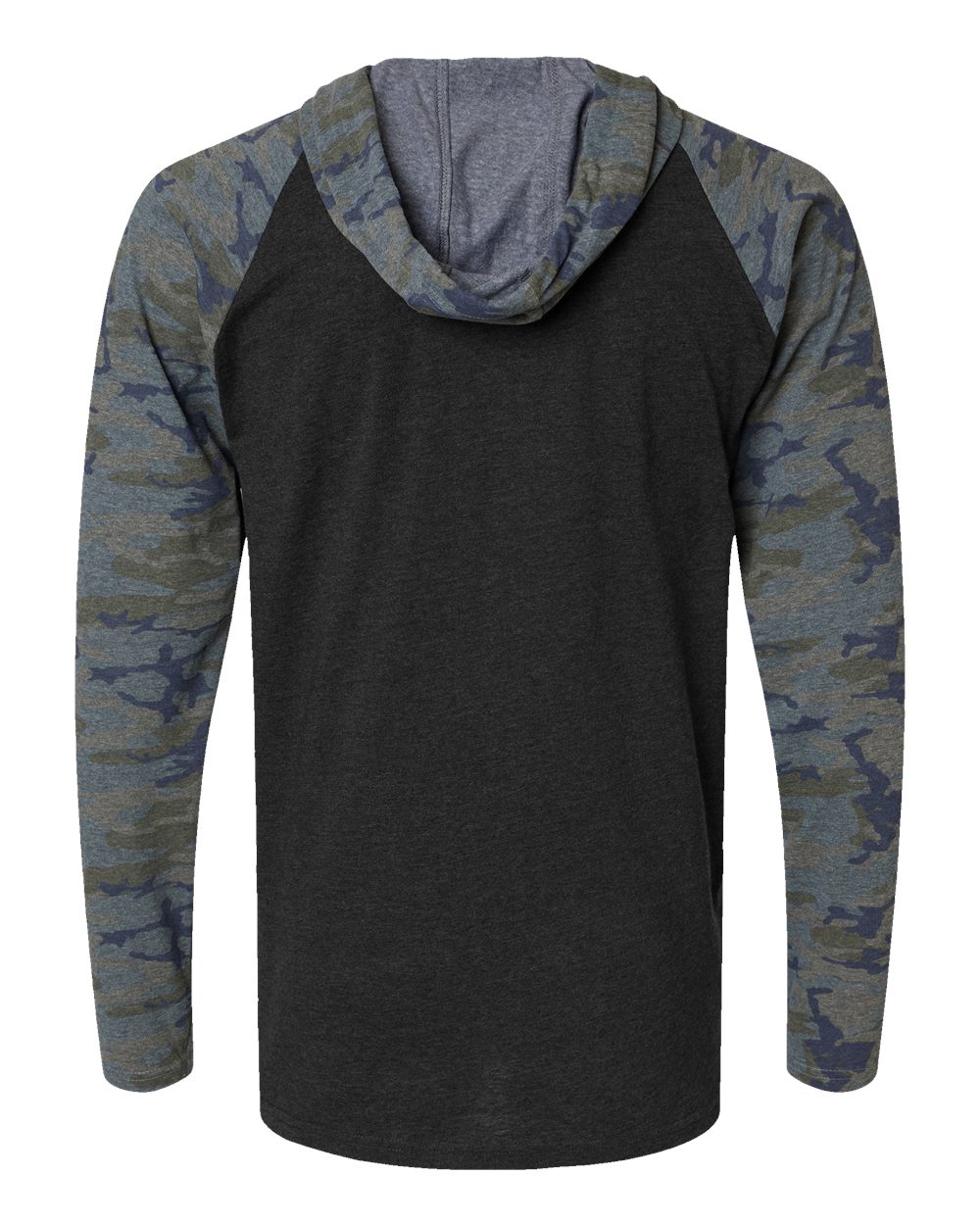 6917 LAT Mens Hooded Raglan Long Sleeve Fine Jersey T-Shirt - Back Image