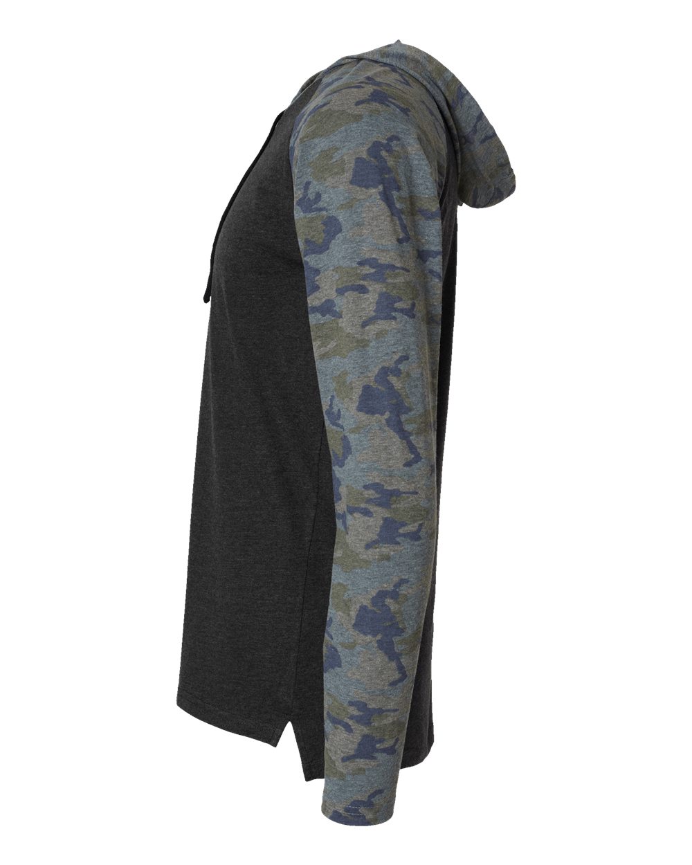 6917 LAT Mens Hooded Raglan Long Sleeve Fine Jersey T-Shirt - Siide Image
