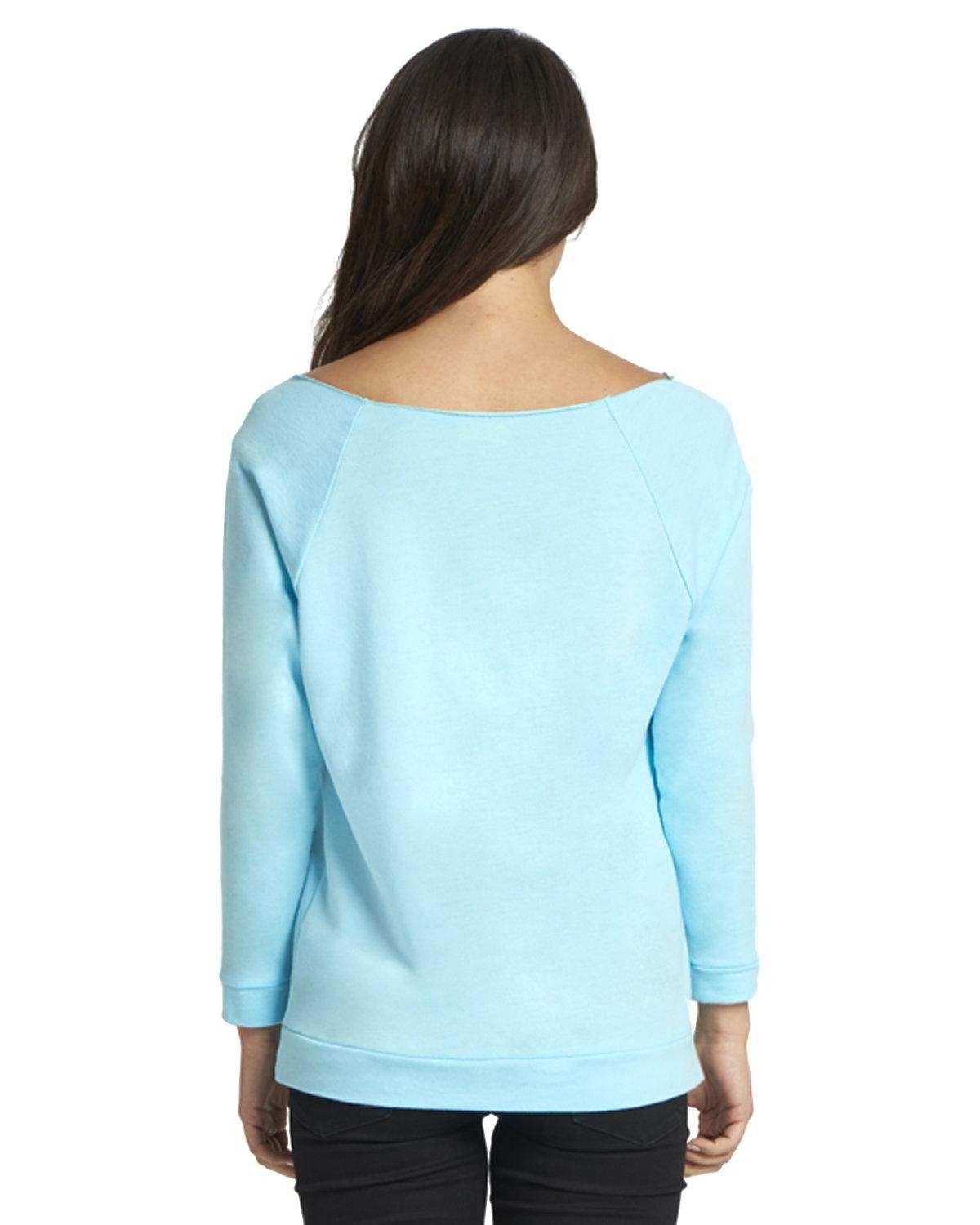 6951 Next Level Womens Terry Raw Edge Three-Quarter Sleeve Raglan - Back Image