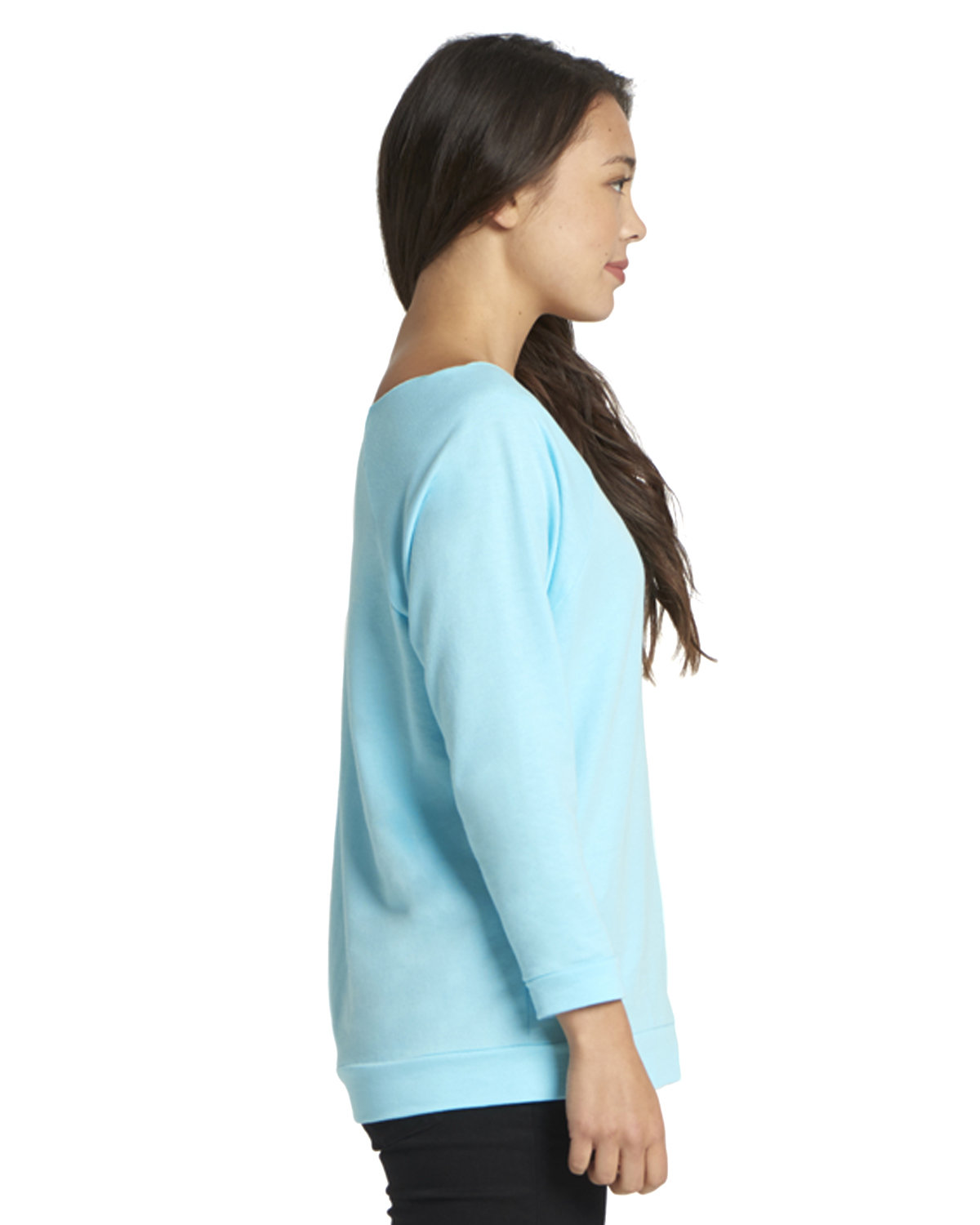 6951 Next Level Womens Terry Raw Edge Three-Quarter Sleeve Raglan - Siide Image