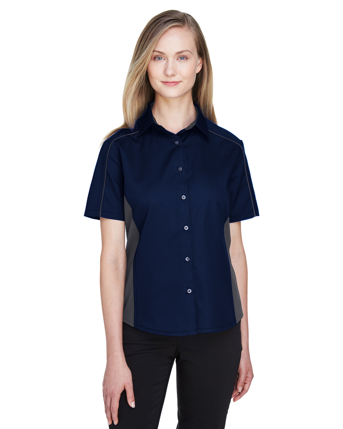 77042 North End Ladies Fuse Colorblock Twill Shirt