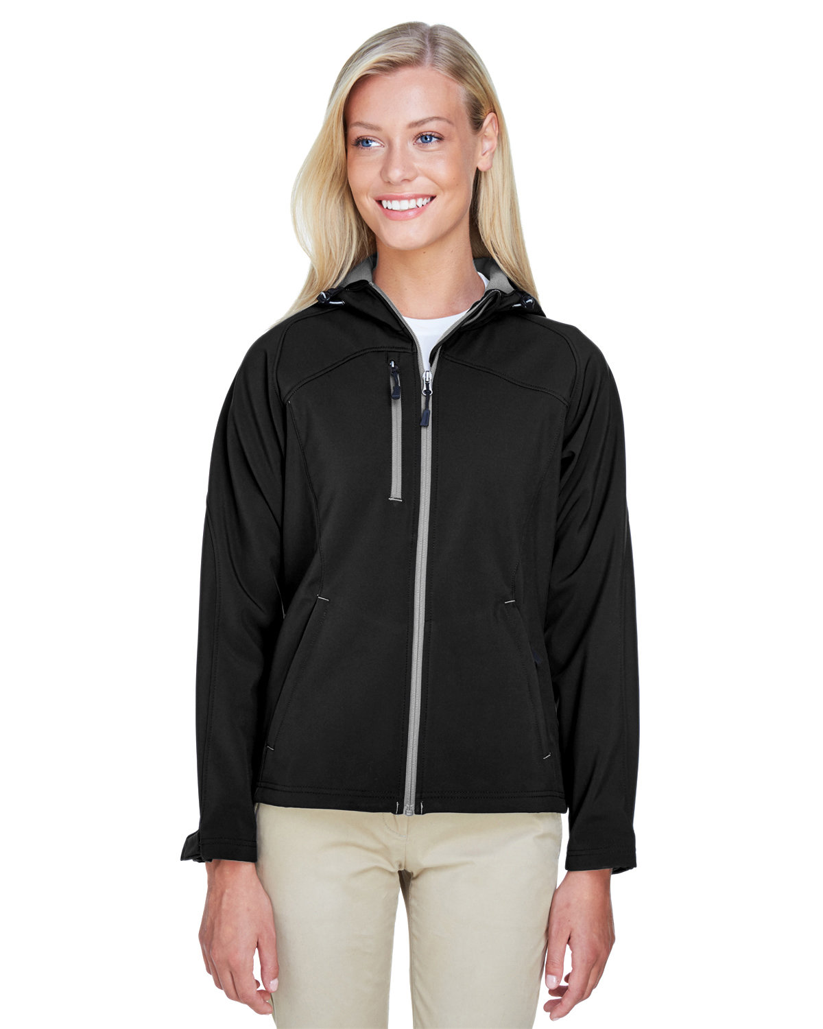 78166 North End Ladies Prospect Two-Layer Fleece Bonded Soft Shell Hooded Jacket