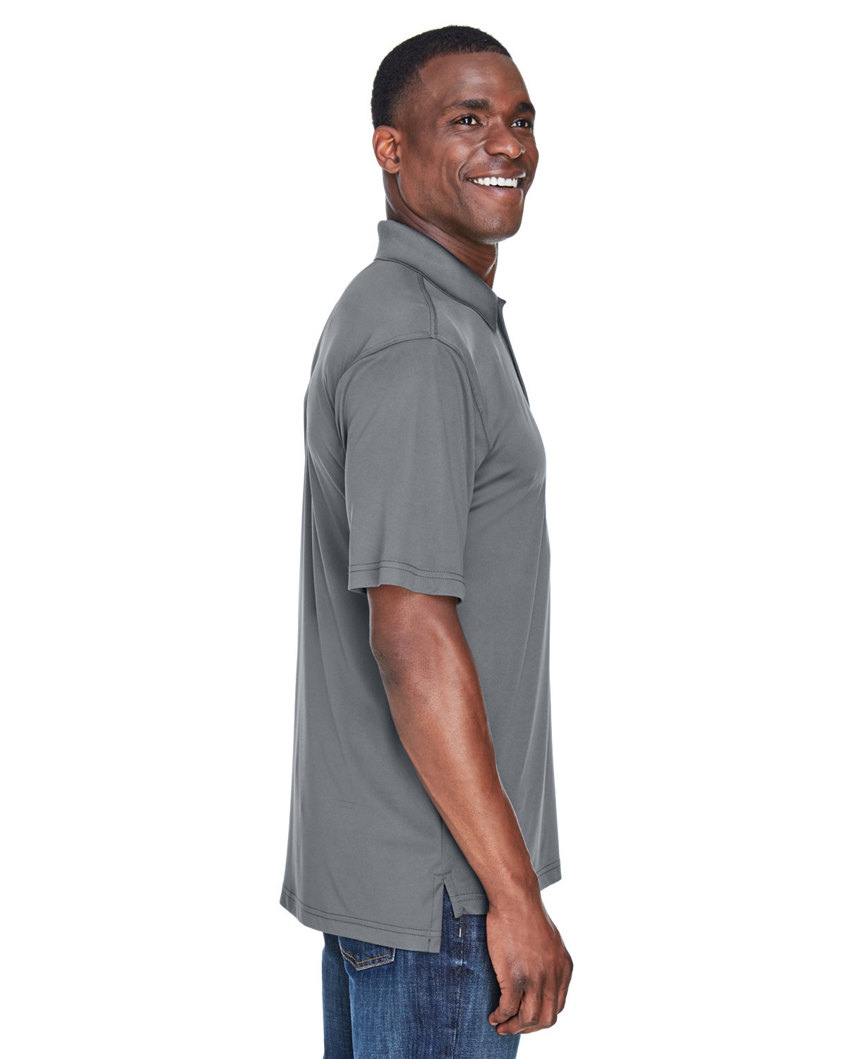 8425 UltraClub Mens Cool & Dry Sport Performance Interlock Polo - Siide Image