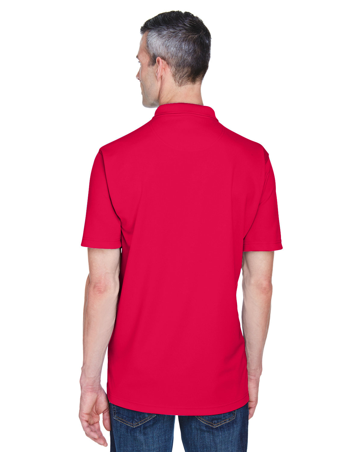 8445 UltraClub Mens Cool & Dry Stain-Release Performance Polo - Back Image