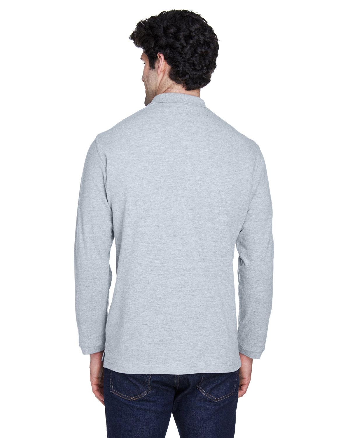 8532 UltraClub Adult Long-Sleeve Classic Piqué Polo - Back Image