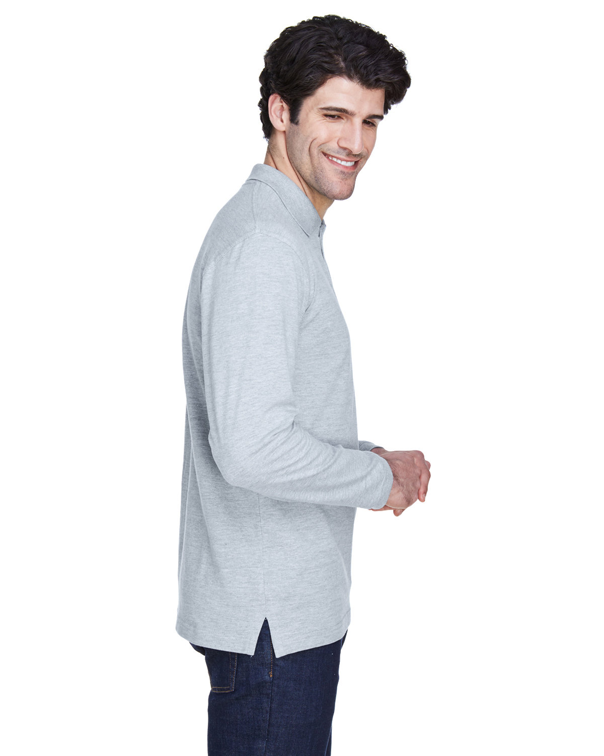 8532 UltraClub Adult Long-Sleeve Classic Piqué Polo - Siide Image