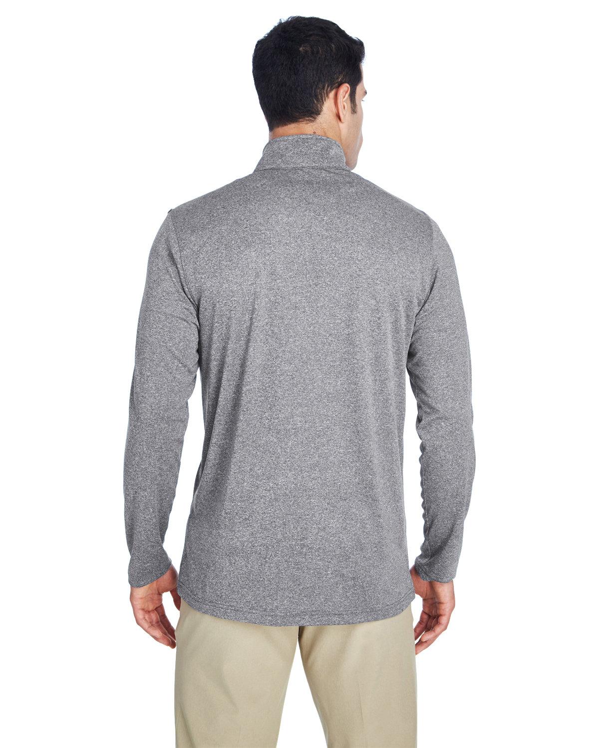 8618 UltraClub Mens Cool & Dry Heathered Performance Quarter-Zip - Back Image