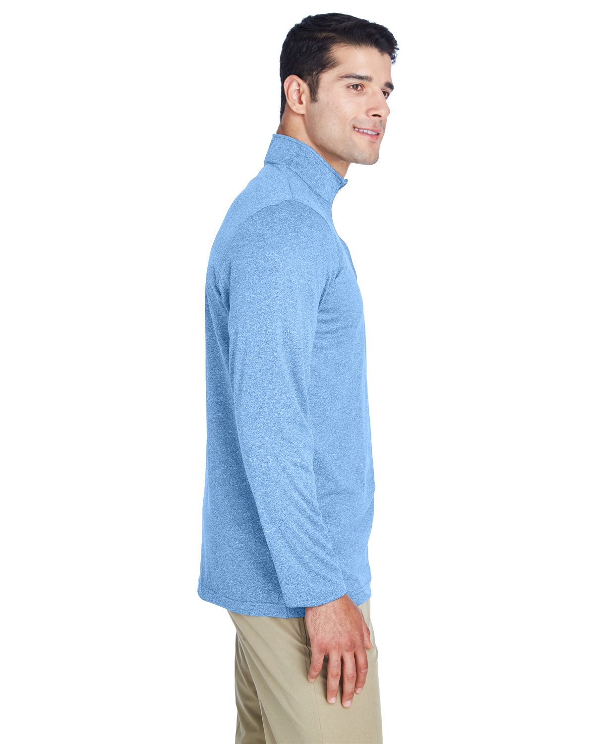 8618 UltraClub Mens Cool & Dry Heathered Performance Quarter-Zip - Siide Image