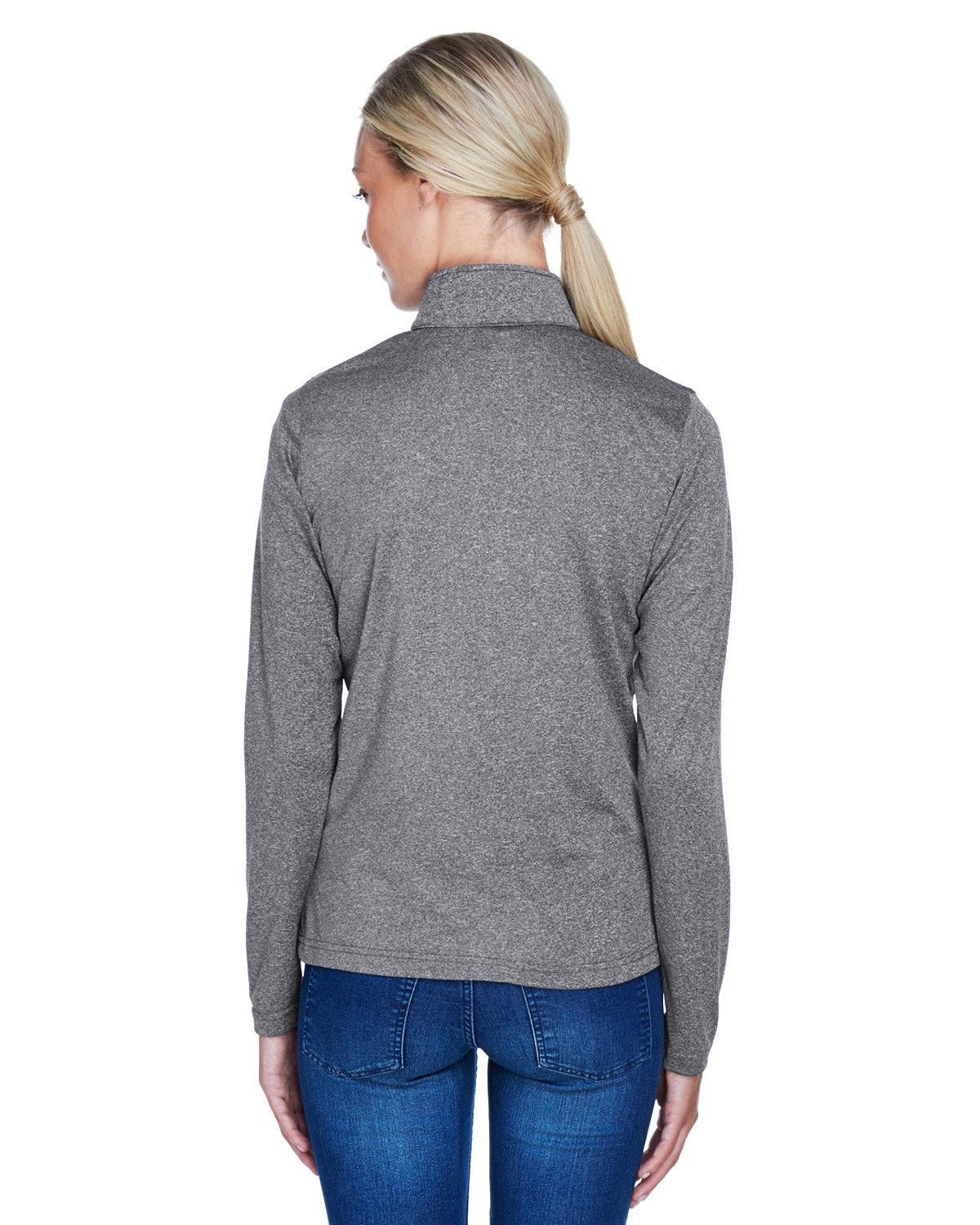 8618W UltraClub Ladies Cool & Dry Heathered Performance Quarter-Zip - Back Image