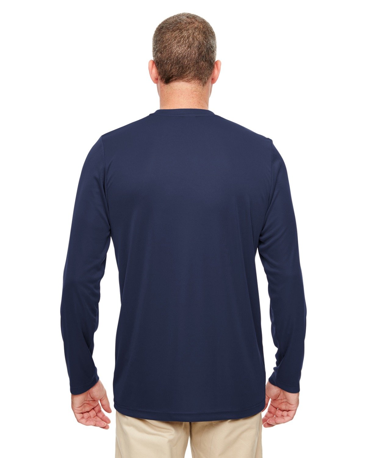8622 UltraClub Mens Cool & Dry Performance Long-Sleeve Top - Back Image