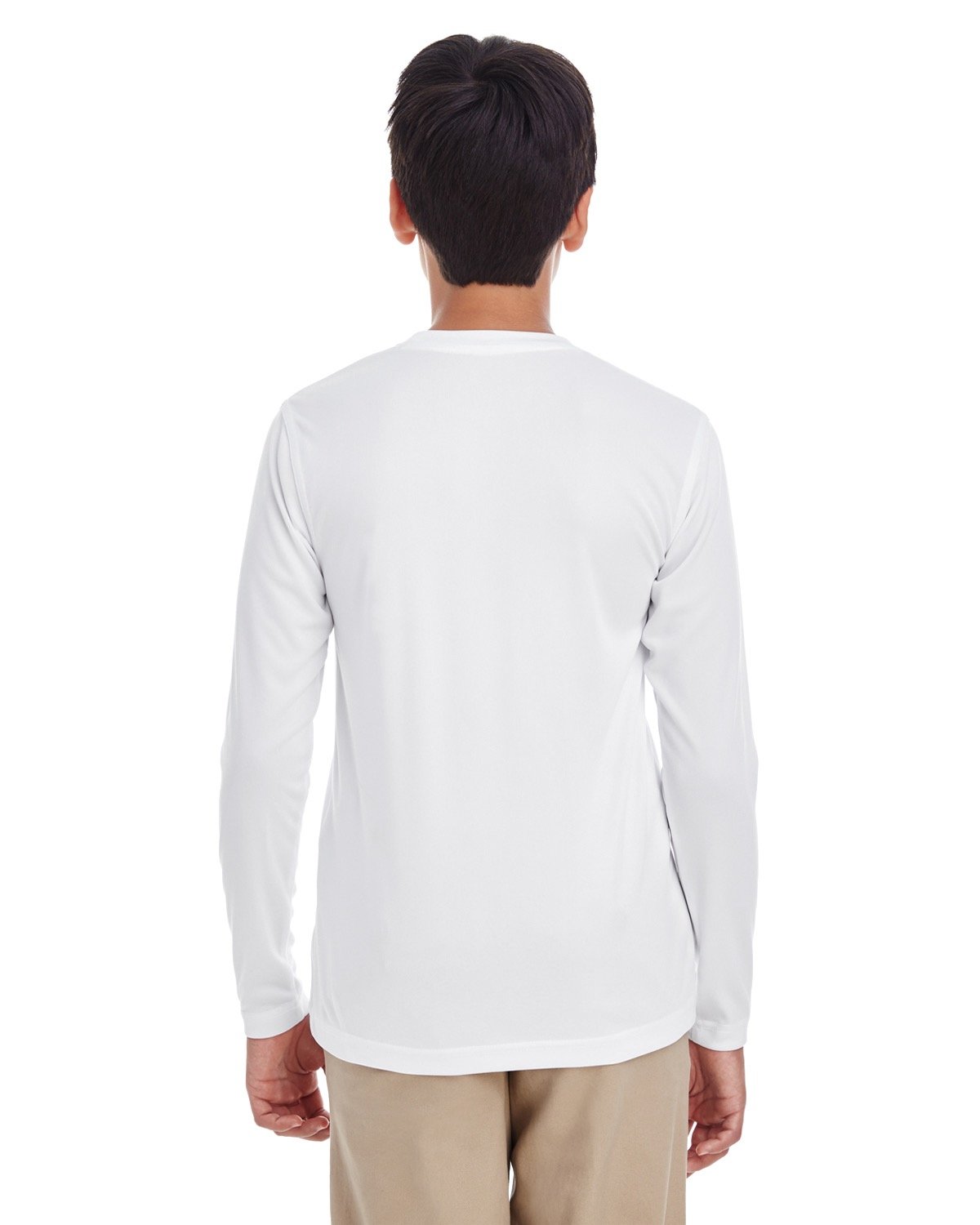8622Y UltraClub Youth Cool & Dry Performance Long-Sleeve Top - Back Image