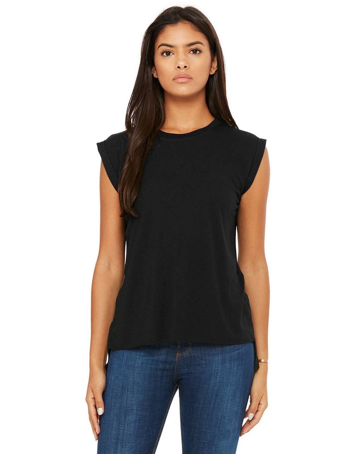 8804 Bella + Canvas Women’s Flowy Rolled Cuffs Muscle Tee Zoom Image
