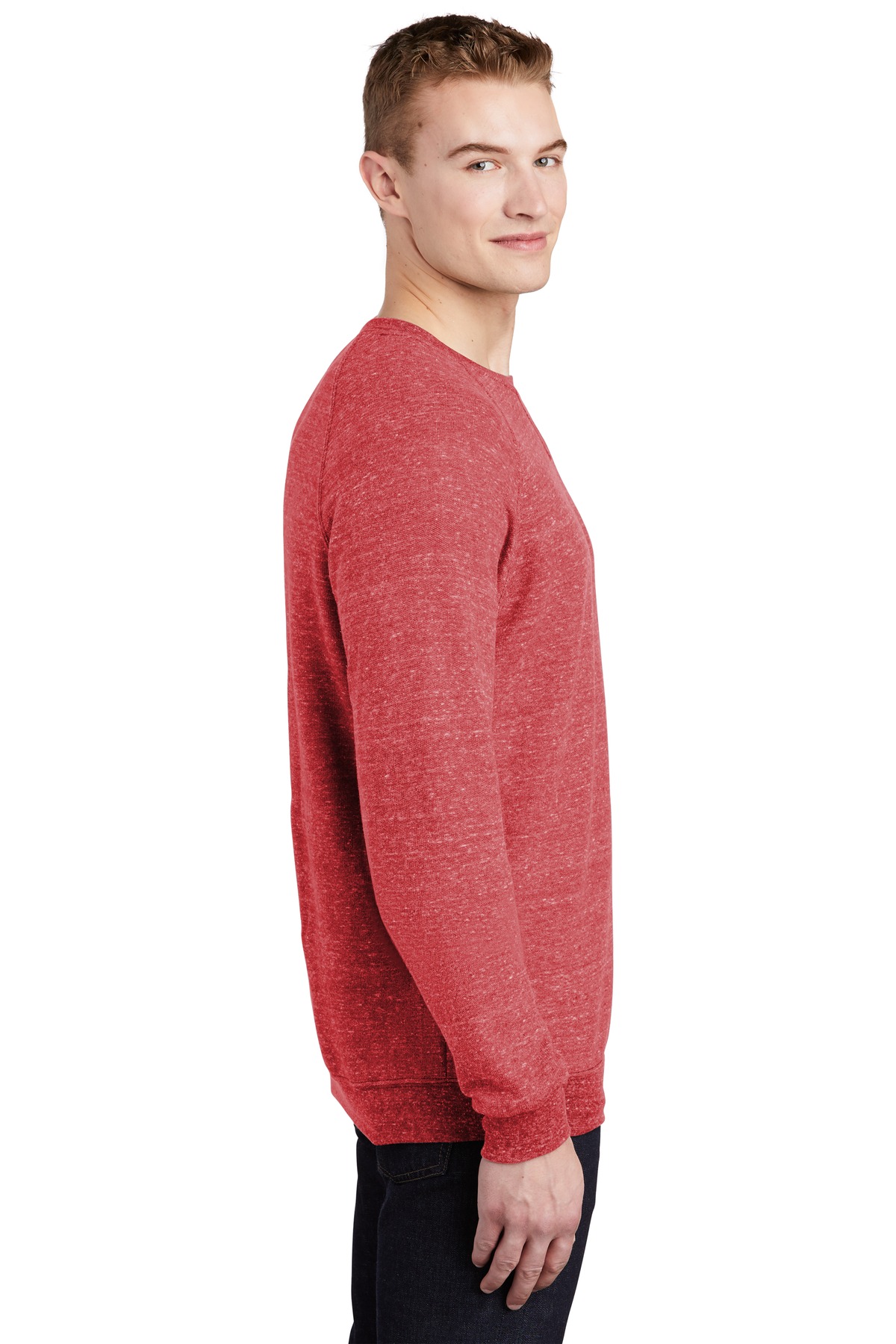 91M Jerzees Snow Heather French Terry Raglan Crew 91M Jerzees Snow Heather French Terry Raglan Crew - Siide Image