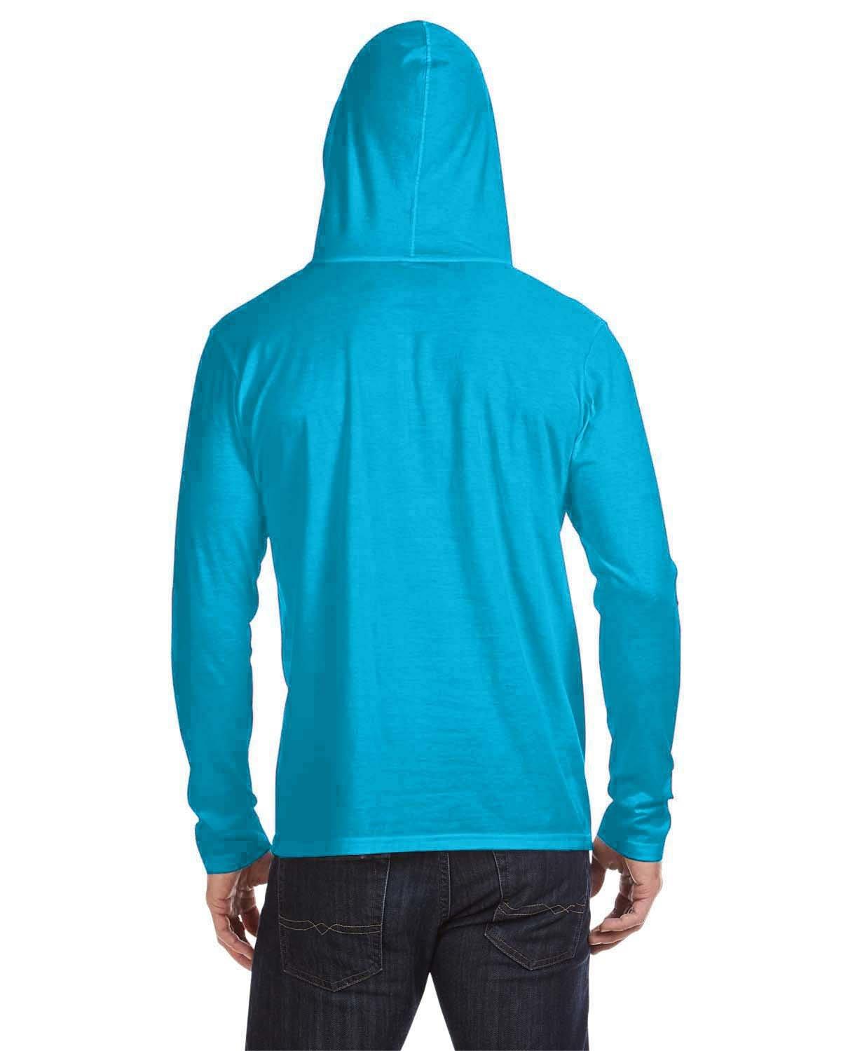 987AN Anvil Adult Lightweight Long-Sleeve Hooded T-Shirt - Back Image