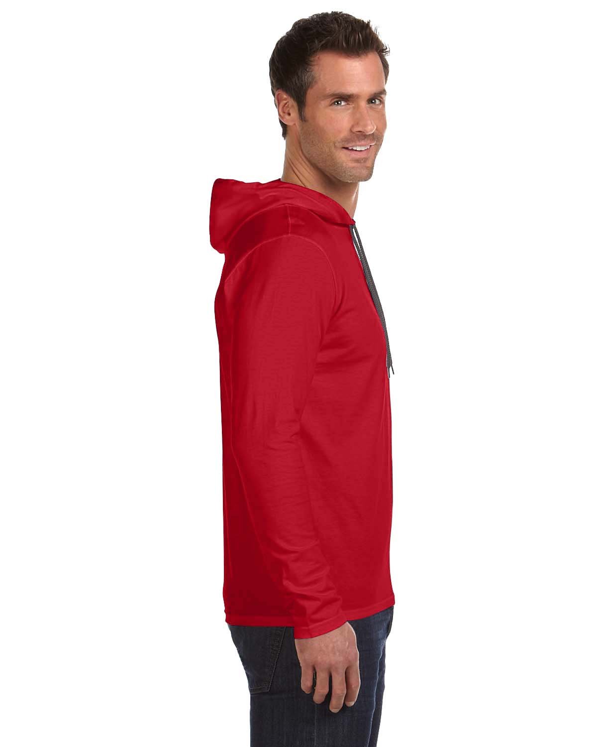 987AN Anvil Adult Lightweight Long-Sleeve Hooded T-Shirt - Siide Image