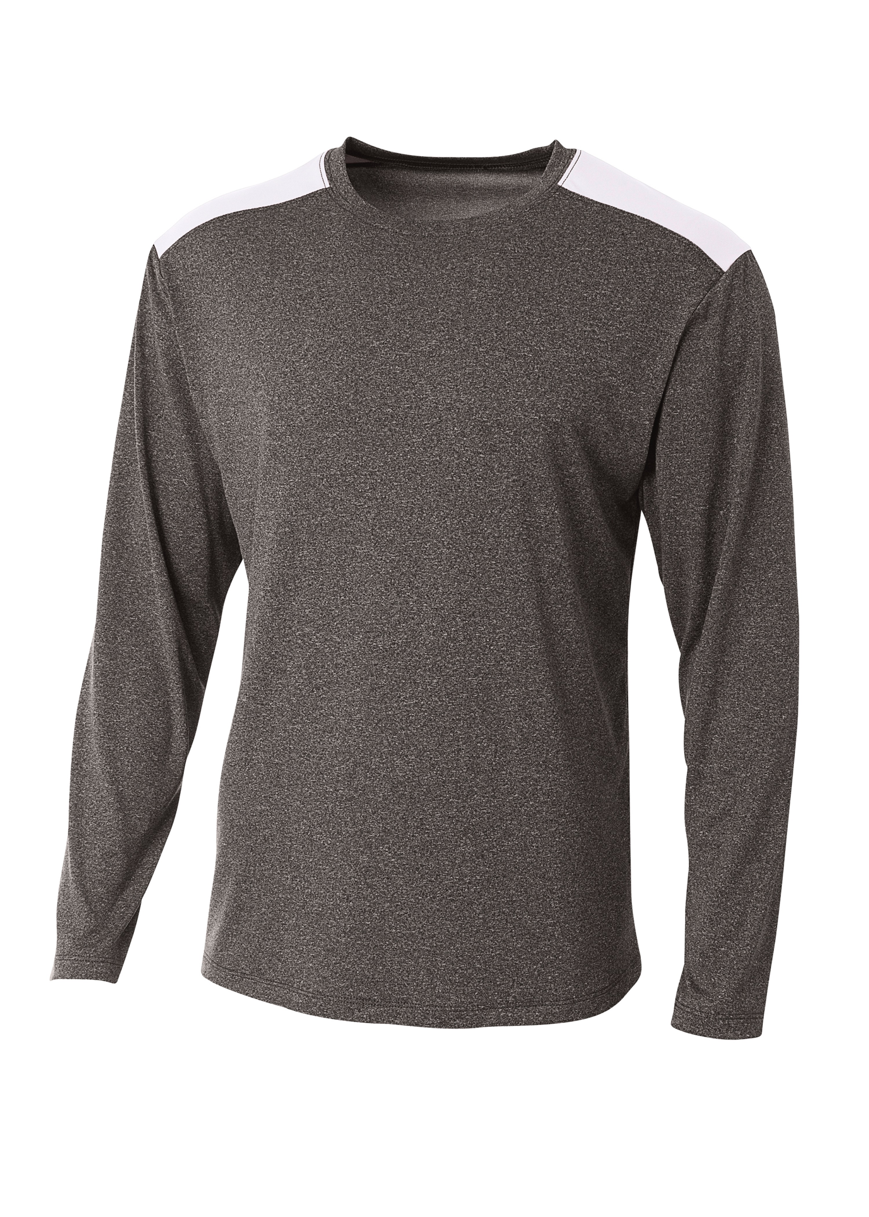 N3101 A4 Mens Tourney Heather Color Block Long Sleeve T-Shirt