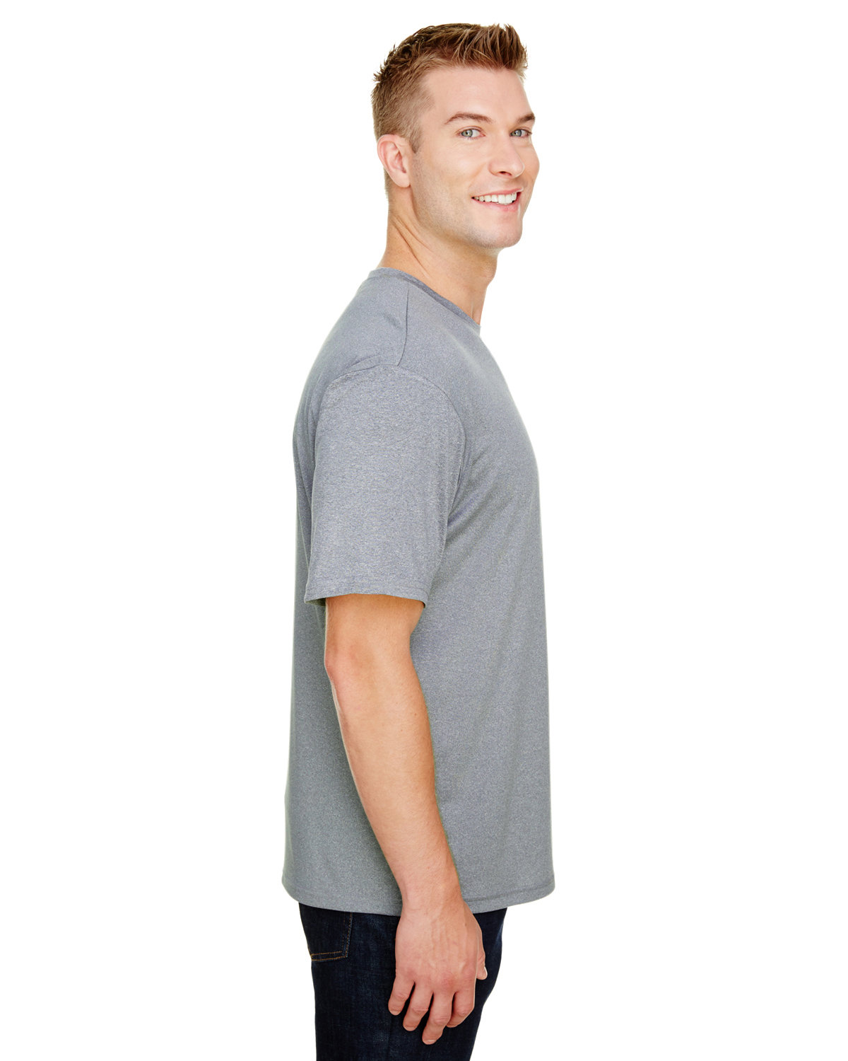 N3381 A4 Adult Topflight Heather Performance T-Shirt - Siide Image