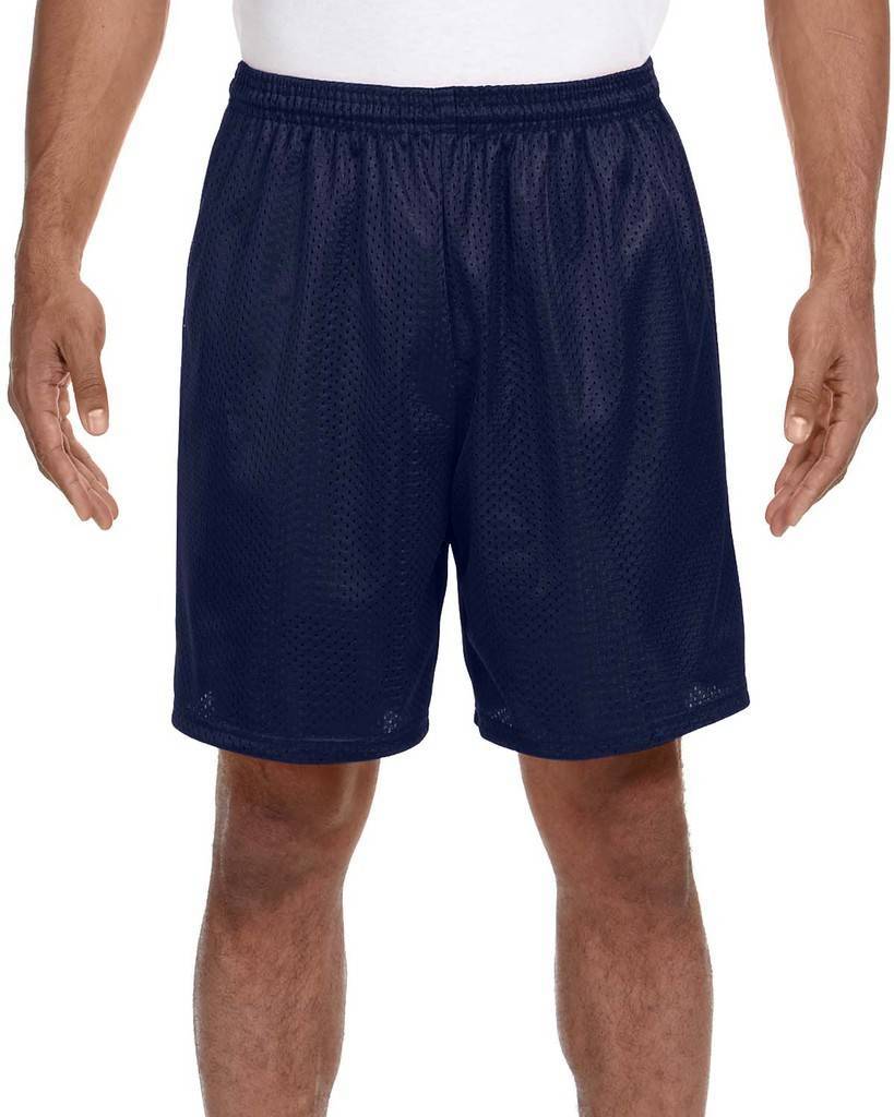N5293 A4 Adult Tricot Lined 7" Mesh Shorts