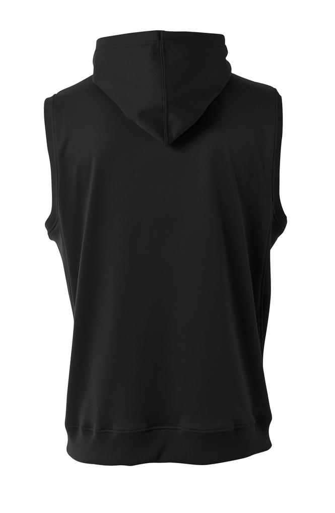 N4002 A4 Mens Agility Sleeveless Tech Fleece Pullover Hooded Sweatshirt - Back Image