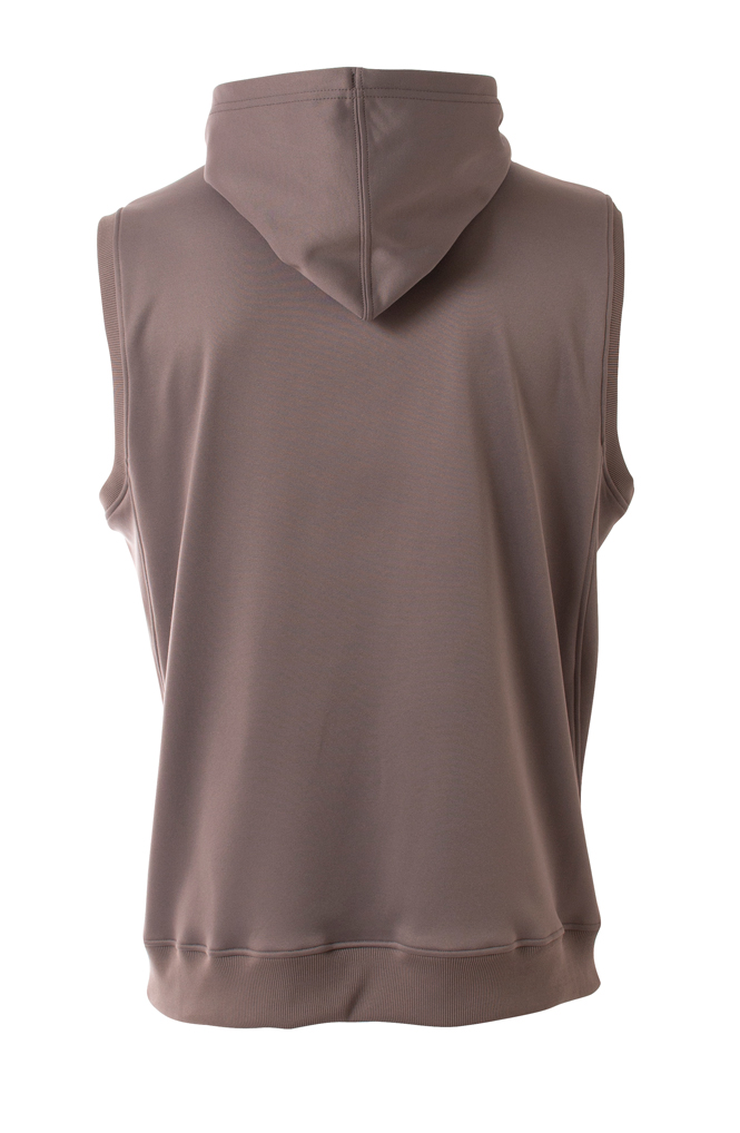 N4002 A4 Mens Agility Sleeveless Tech Fleece Pullover Hooded Sweatshirt - Back Image