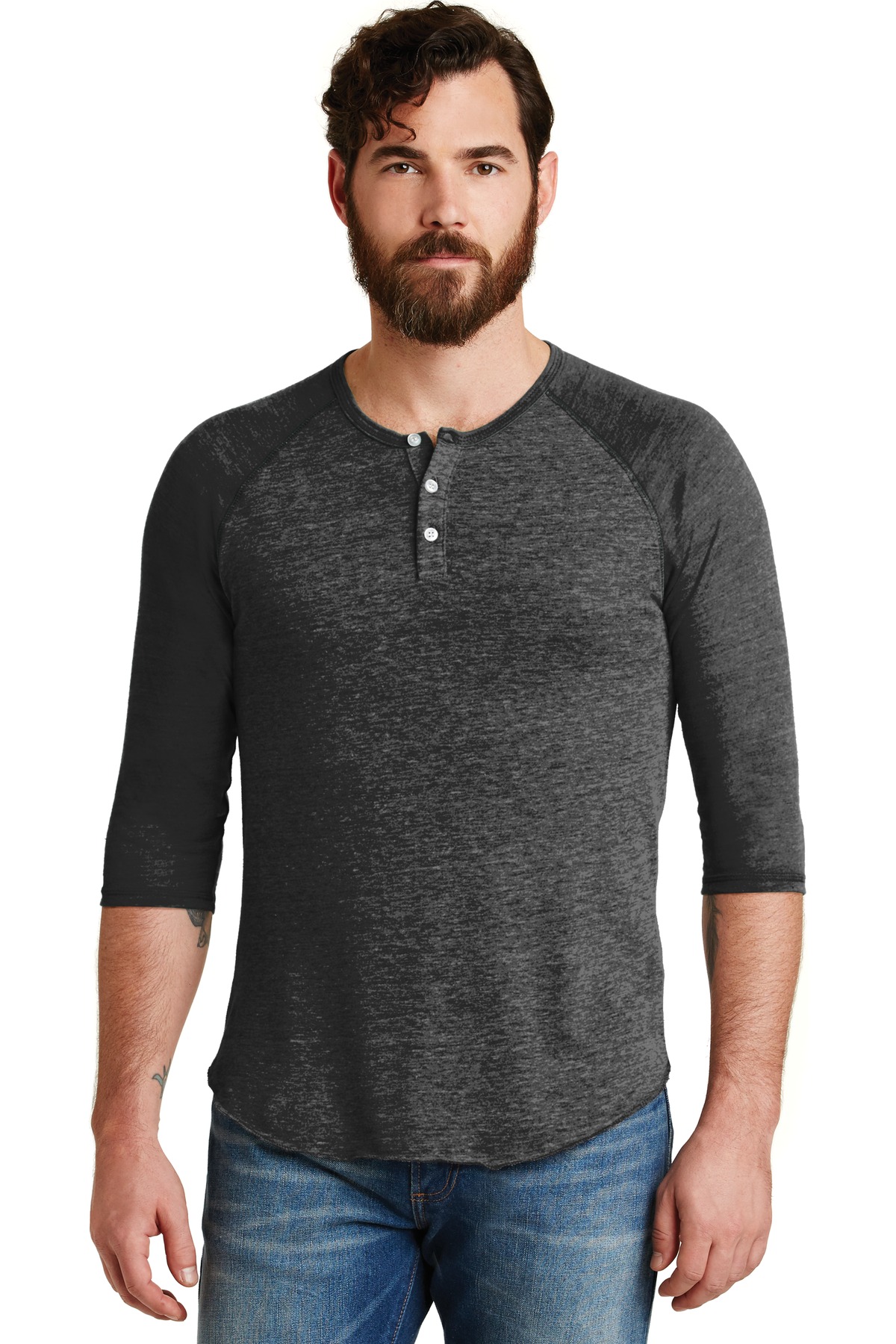 AA1989 Alternative Eco-Jersey 3/4-Sleeve Raglan Henley.