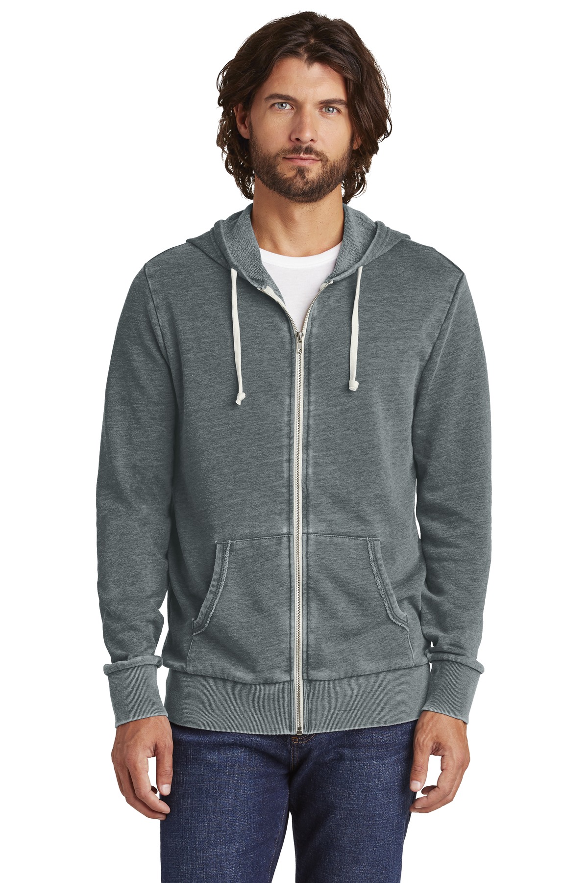 AA8636 Alternative Burnout Laid-Back Zip Hoodie.