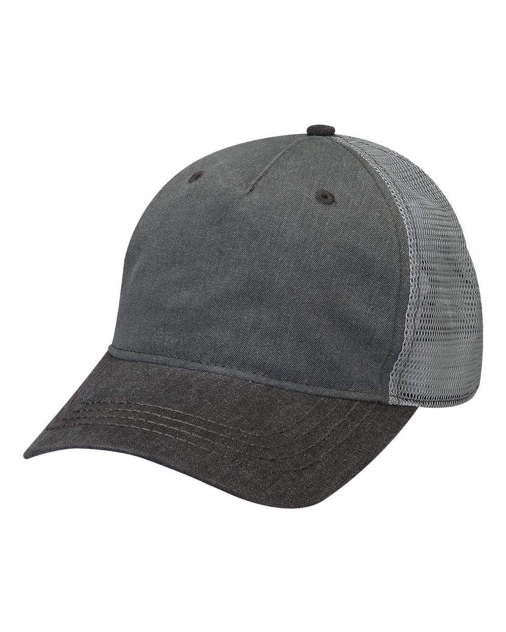 EN102 Adams Pigment-Dyed Twill & Mesh 5 Panel Trucker Cap