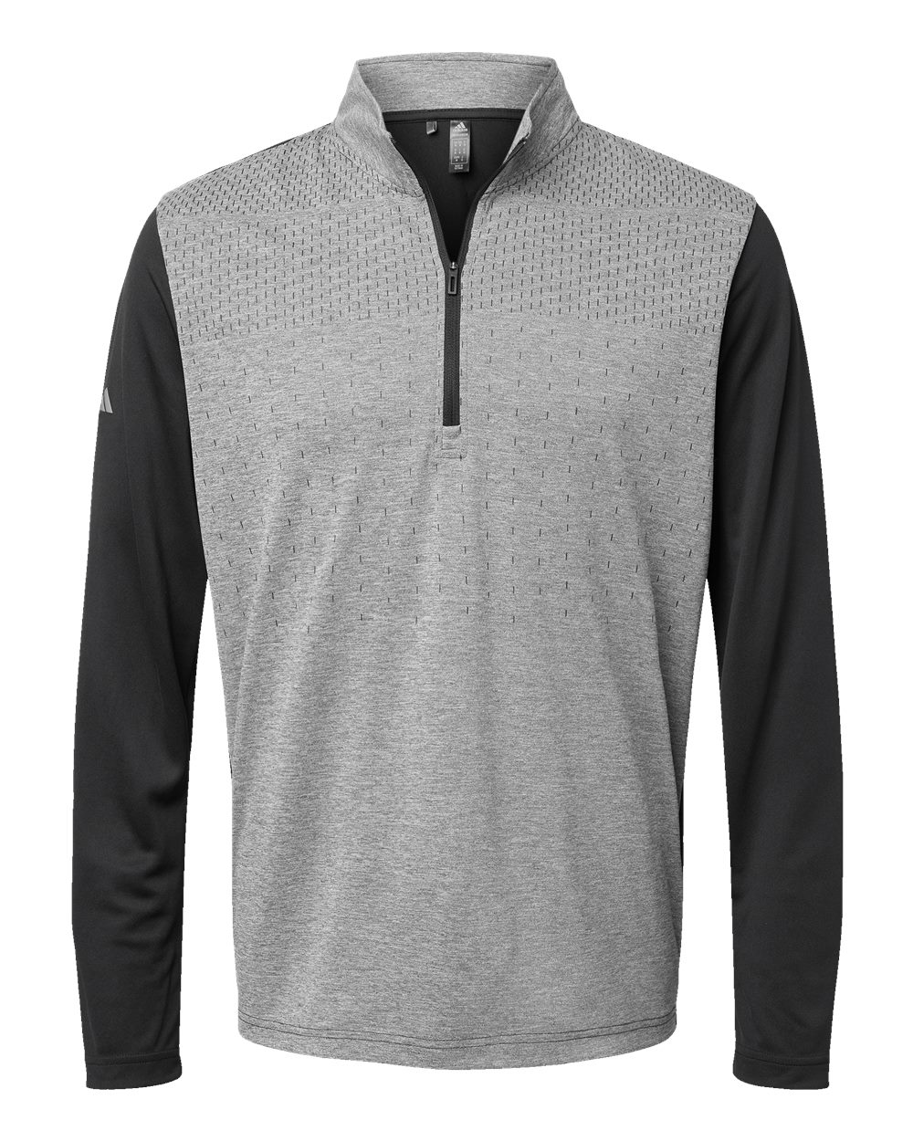 A522 adidas Golf Heather Block Print Quarter-Zip Pullover
