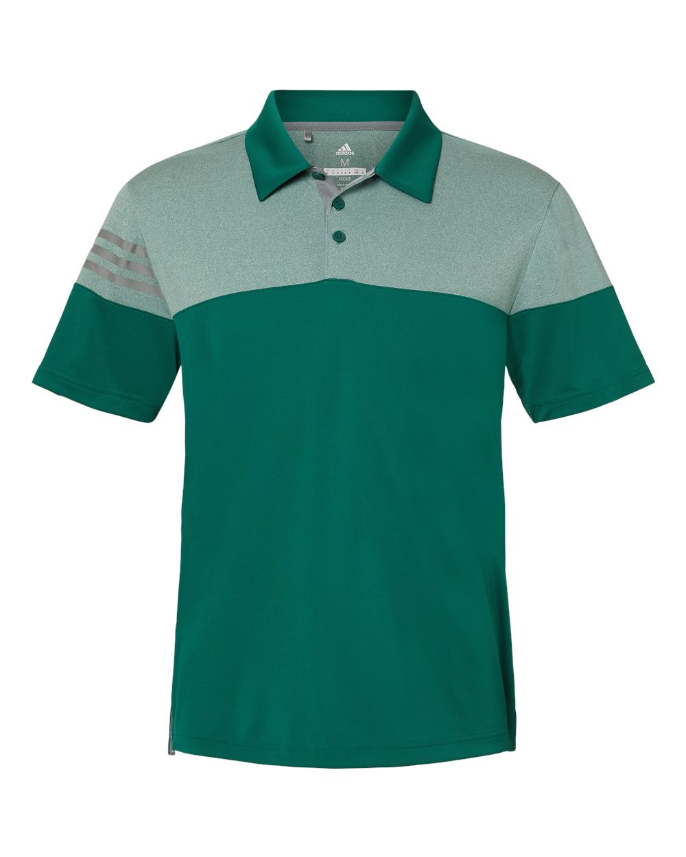 A213 adidas Golf Heathered 3-Stripes Colorblock Sport Shirt