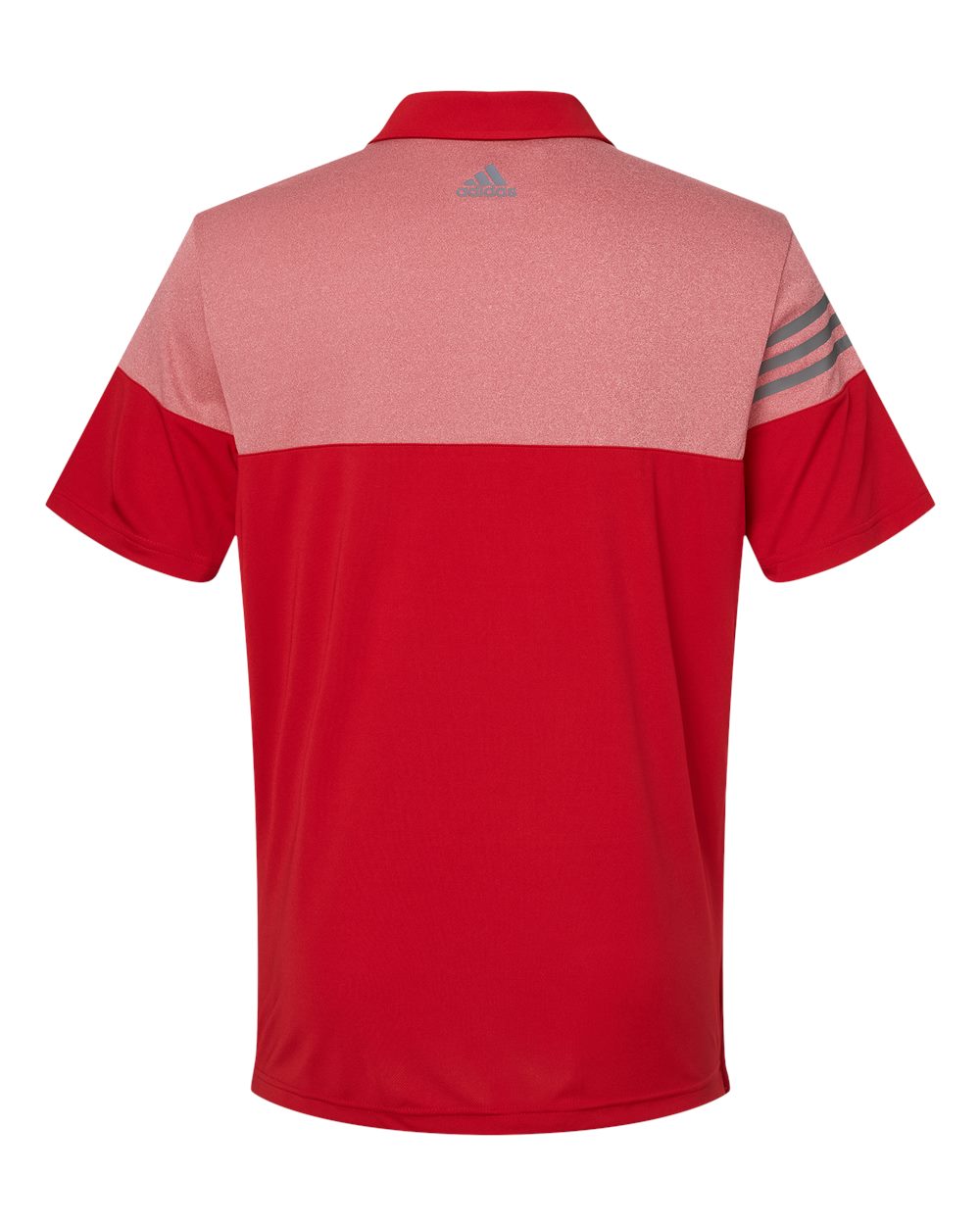 A213 Adidas Golf Heathered 3-Stripes Colorblock Sport Shirt A213 Adidas Golf Heathered 3-Stripes Colorblock Sport Shirt - Back Image