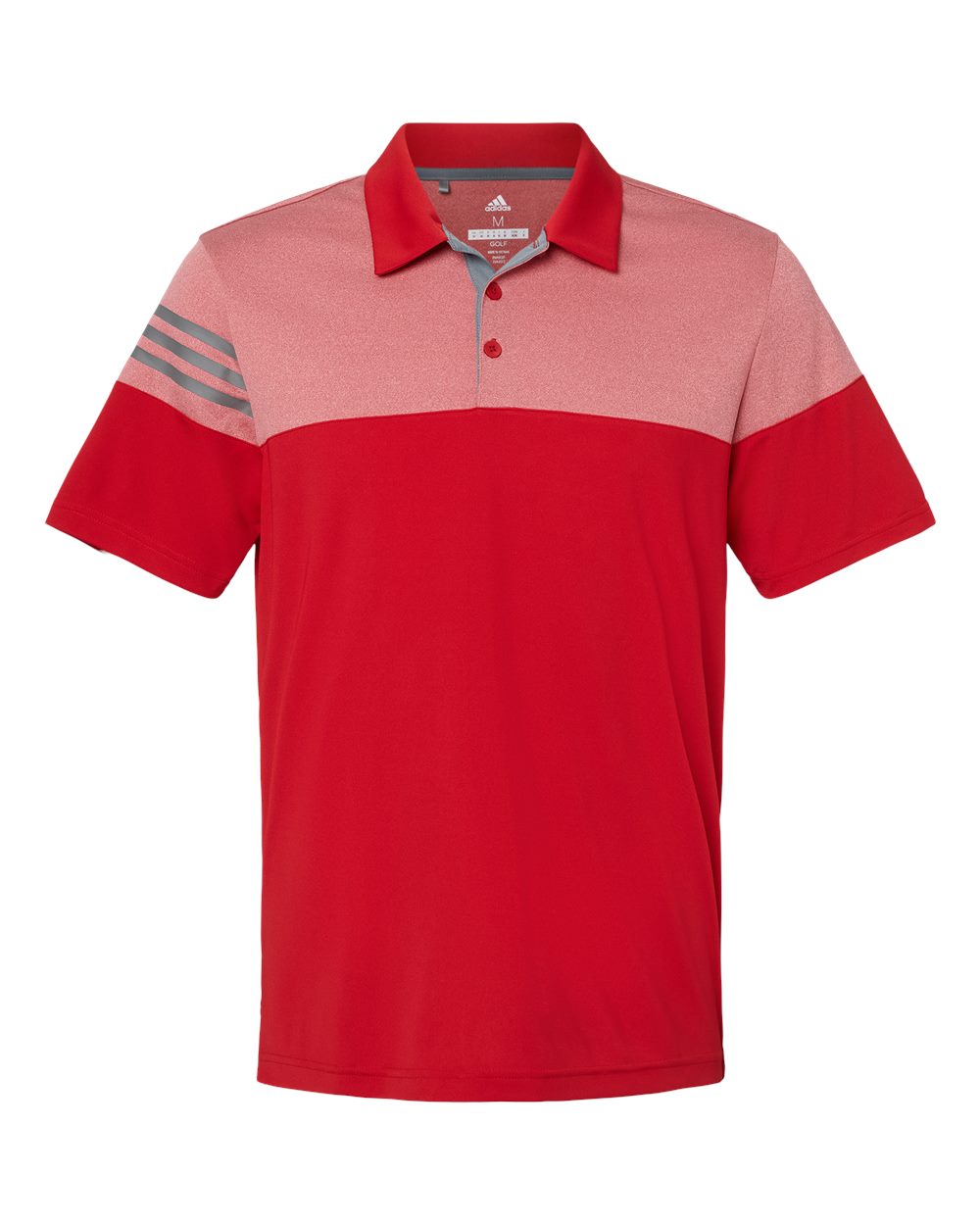 A213 Adidas Golf Heathered 3-Stripes Colorblock Sport Shirt A213 Adidas Golf Heathered 3-Stripes Colorblock Sport Shirt