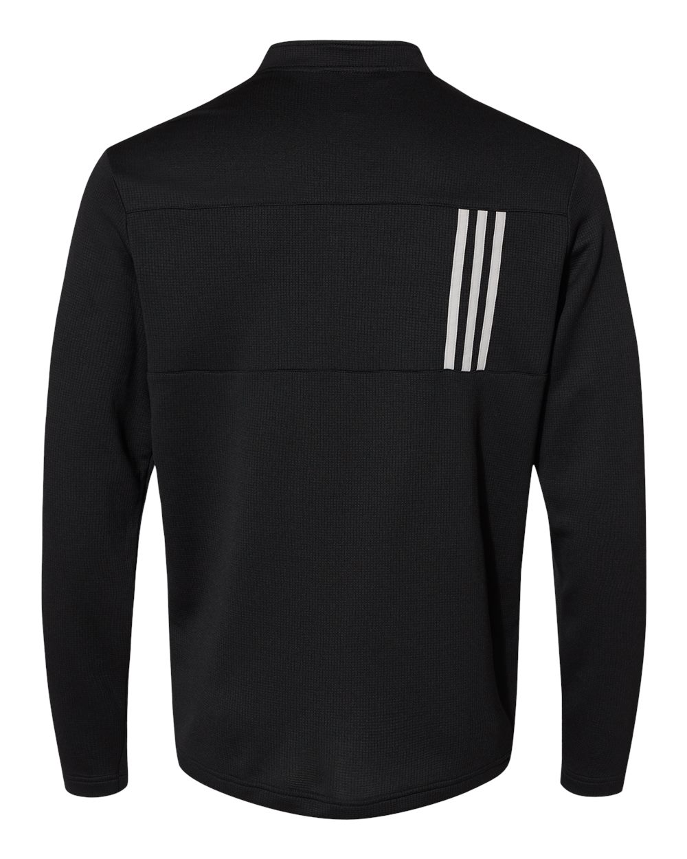 A482 adidas Golf 3-Stripes Double Knit Quarter-Zip Pullover - Back Image