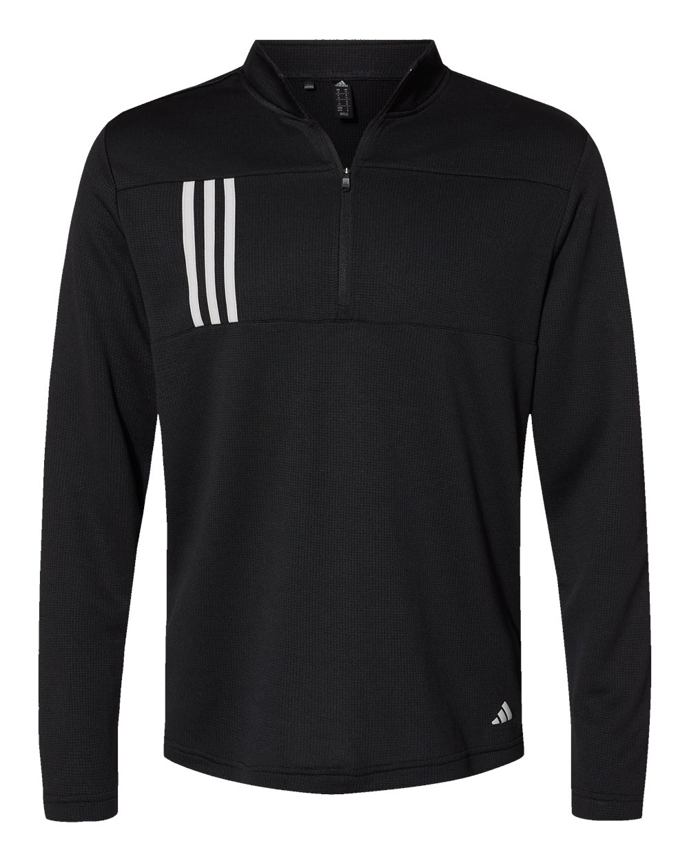 A482 adidas Golf 3-Stripes Double Knit Quarter-Zip Pullover