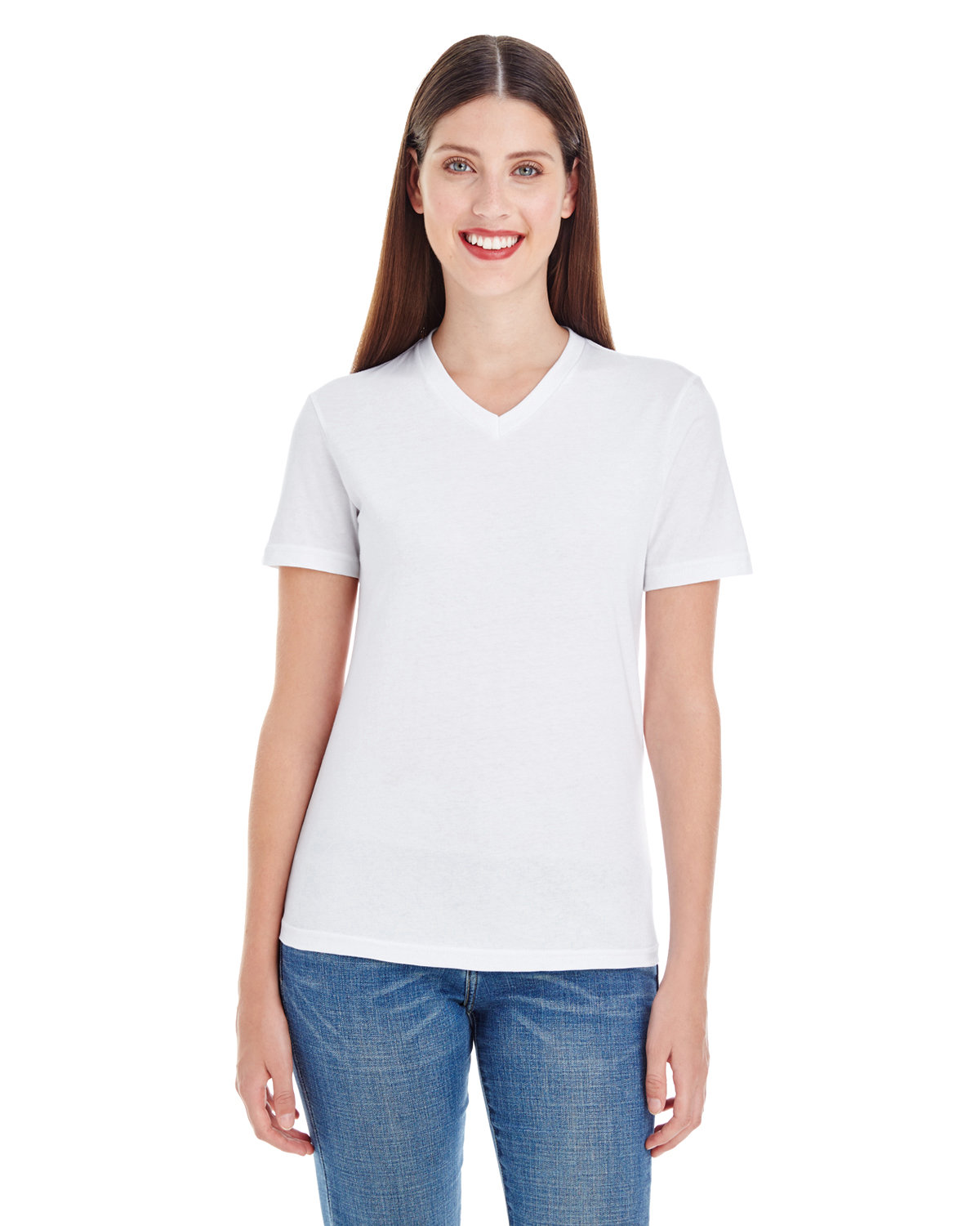 2356W American Apparel Ladies Fine Jersey Short-Sleeve V-Neck