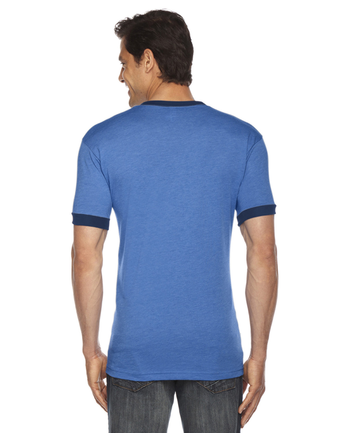 BB410 American Apparel USA-Made 50/50 Ringer Tee - Back Image