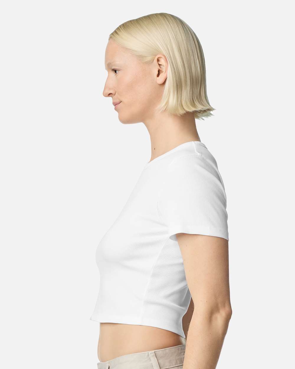 BR210 American Apparel Womens Baby Rib Cropped Tee - Siide Image