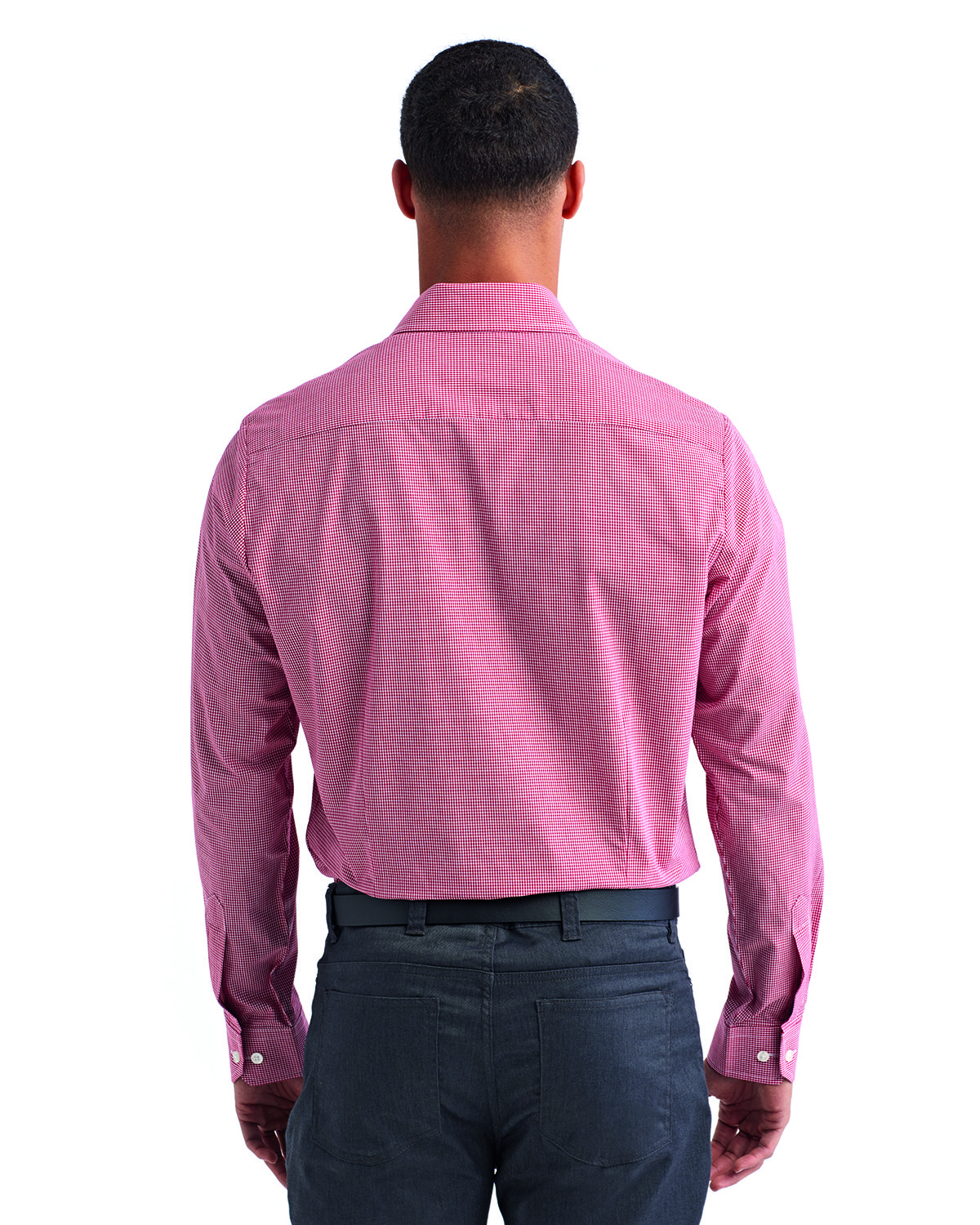 RP220 Artisan Collection by Reprime Mens Microcheck Gingham Long-Sleeve Cotton Shirt - Back Image