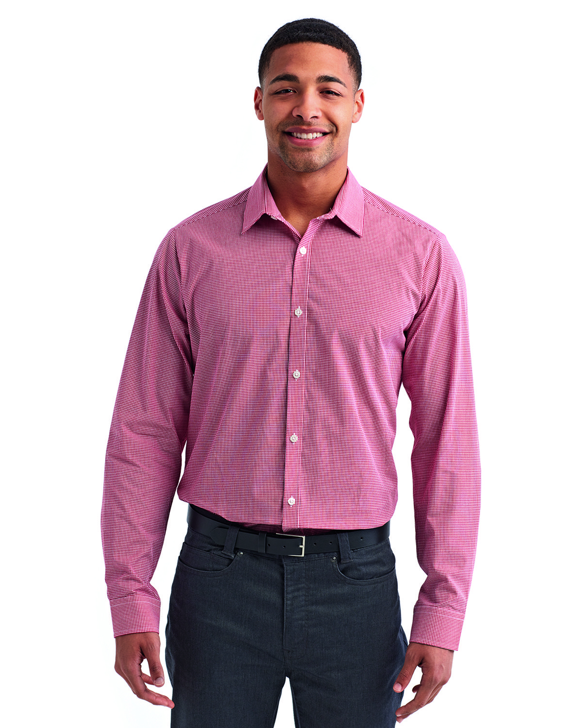 RP220 Artisan Collection by Reprime Mens Microcheck Gingham Long-Sleeve Cotton Shirt