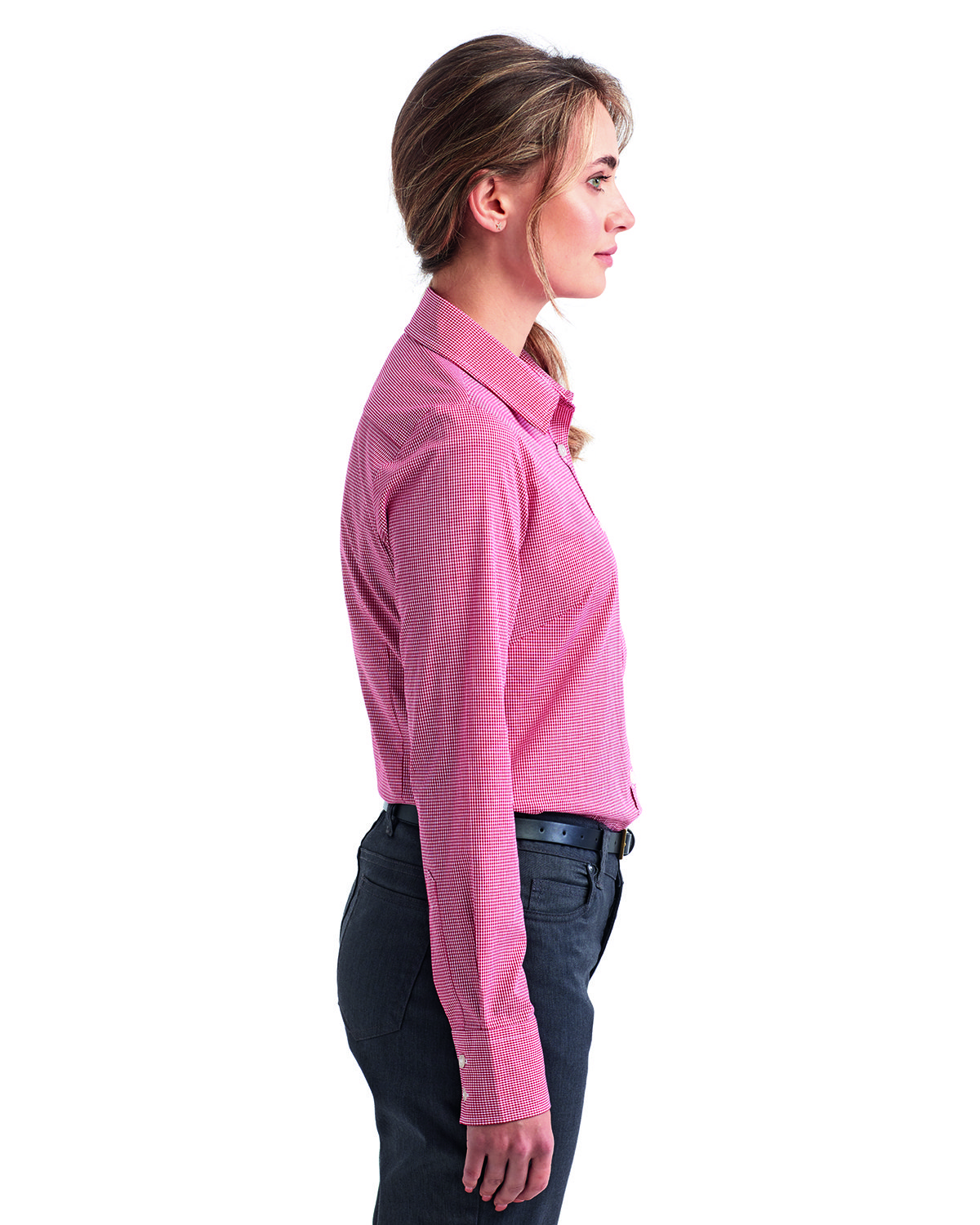 RP320 Artisan Collection by Reprime Ladies Microcheck Gingham Long-Sleeve Cotton Shirt - Siide Image